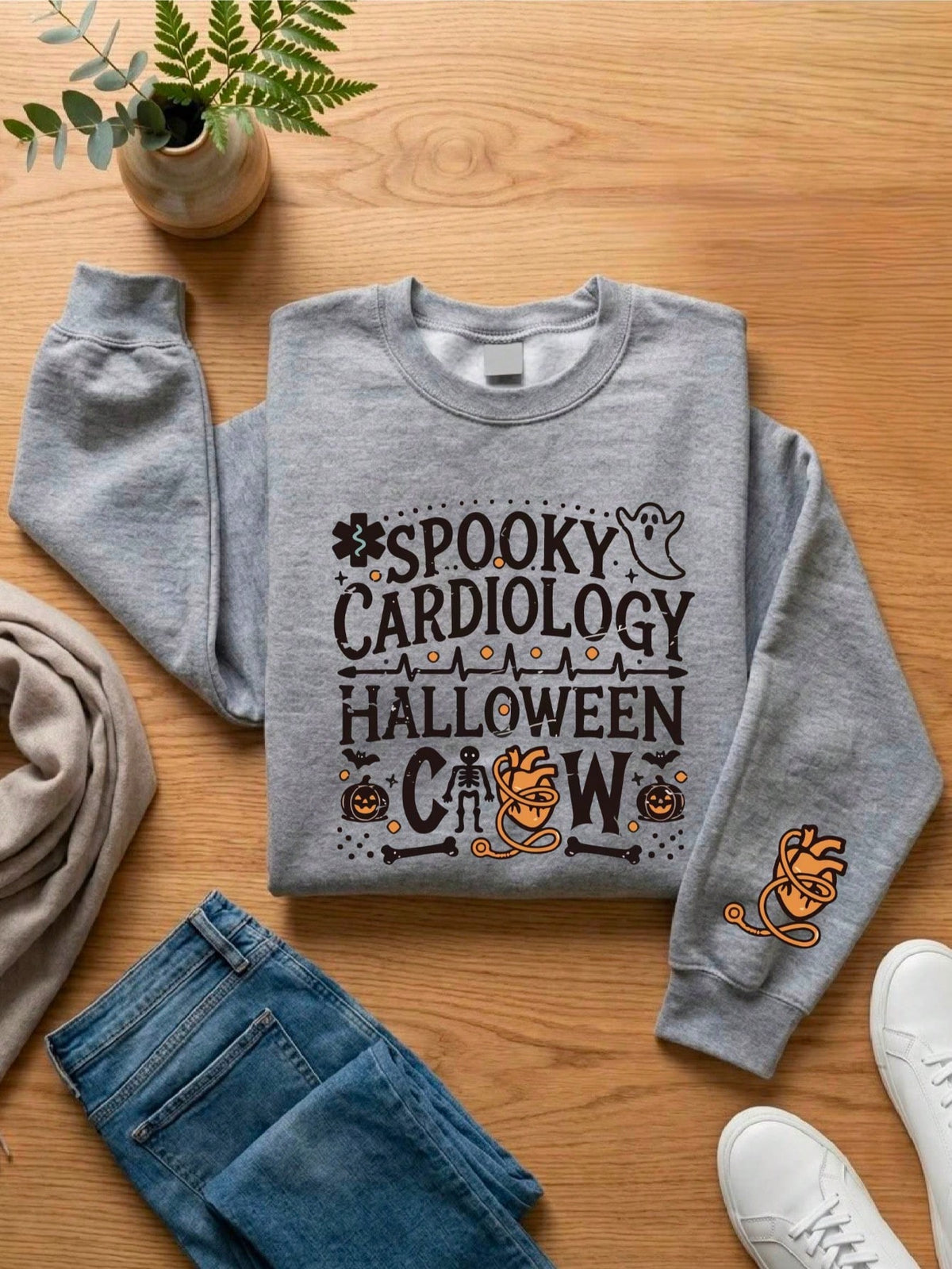 Spooky Cardiology Halloween Crew Sweatshirt