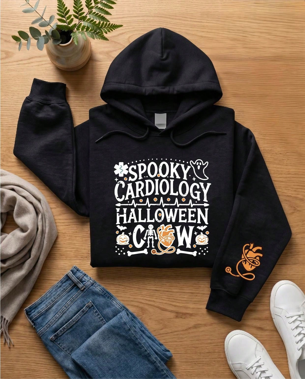 Spooky Cardiology Halloween Crew Hoodie