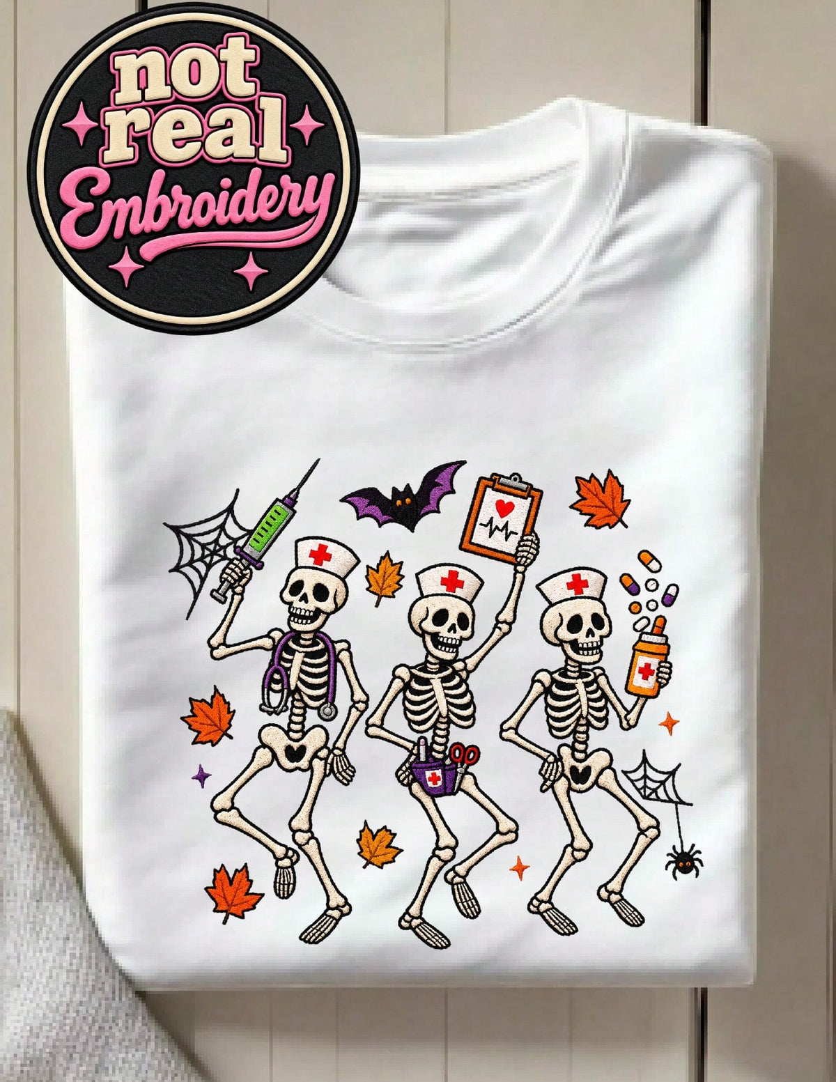 Halloween Nurse Skeleton (DTF Graphic) T-Shirt