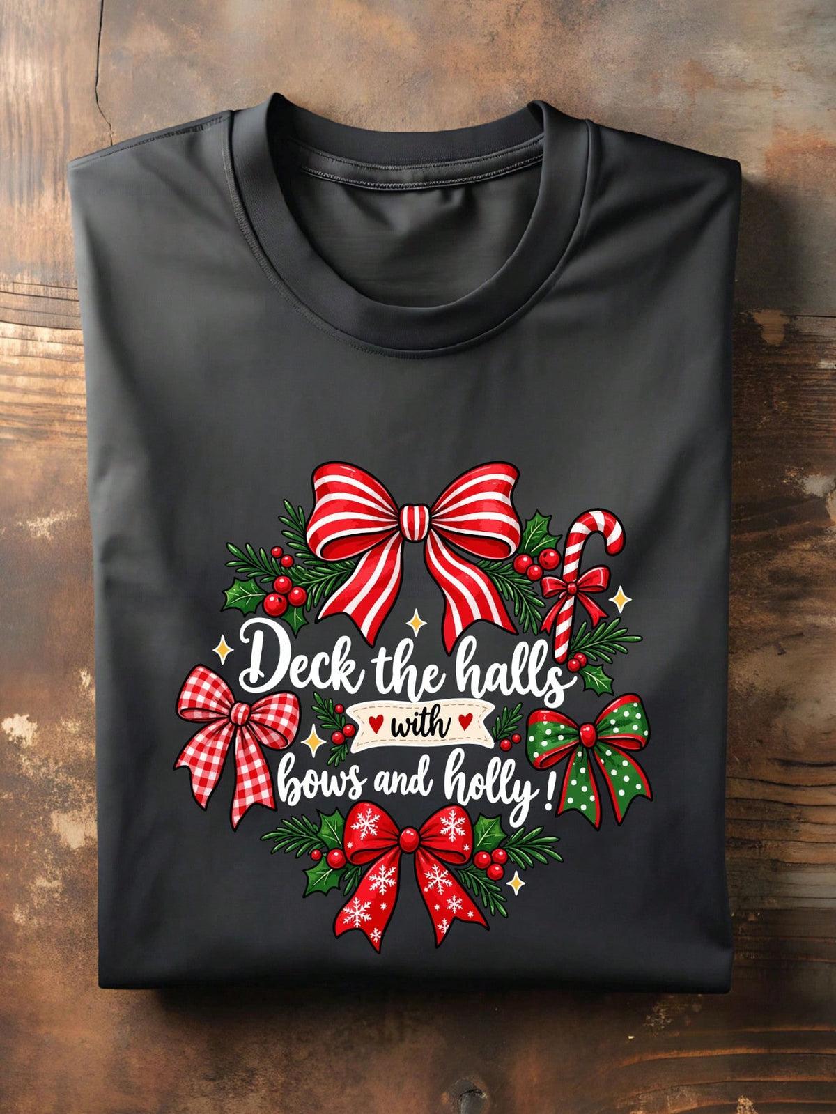 Deck The Halls With Bow And Holly T-Shirt