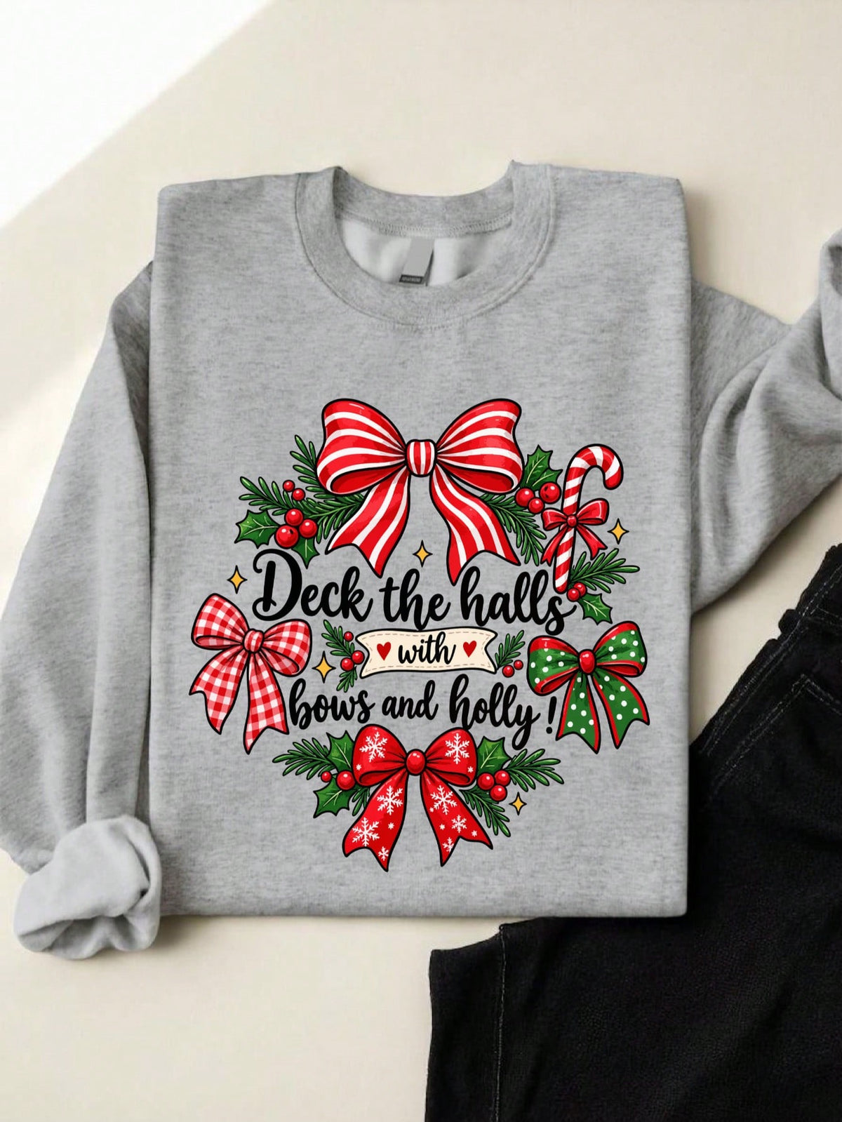 Deck The Halls With Bow And Holly Sweatshirt