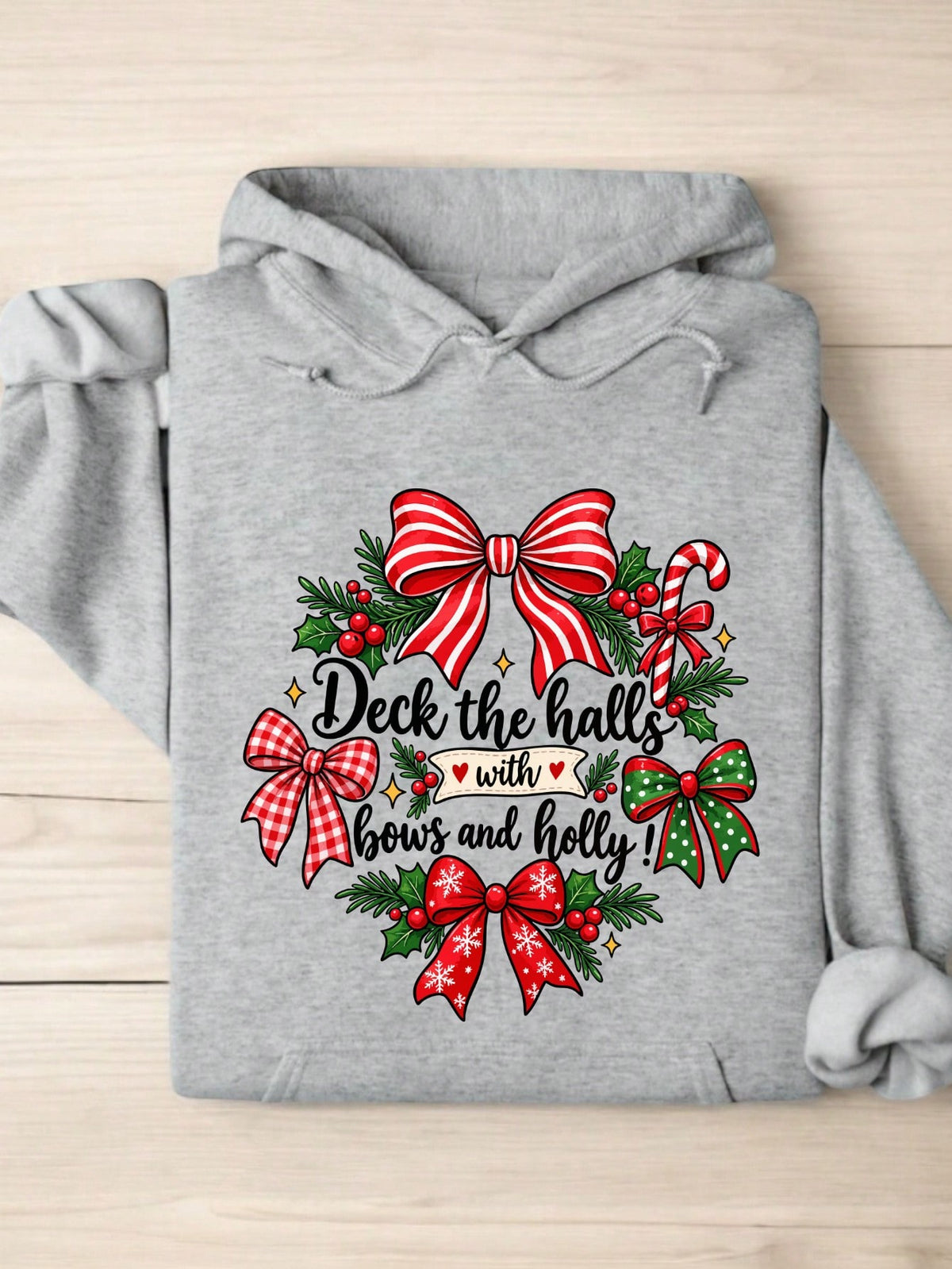 Deck The Halls With Bow And Holly Hoodie
