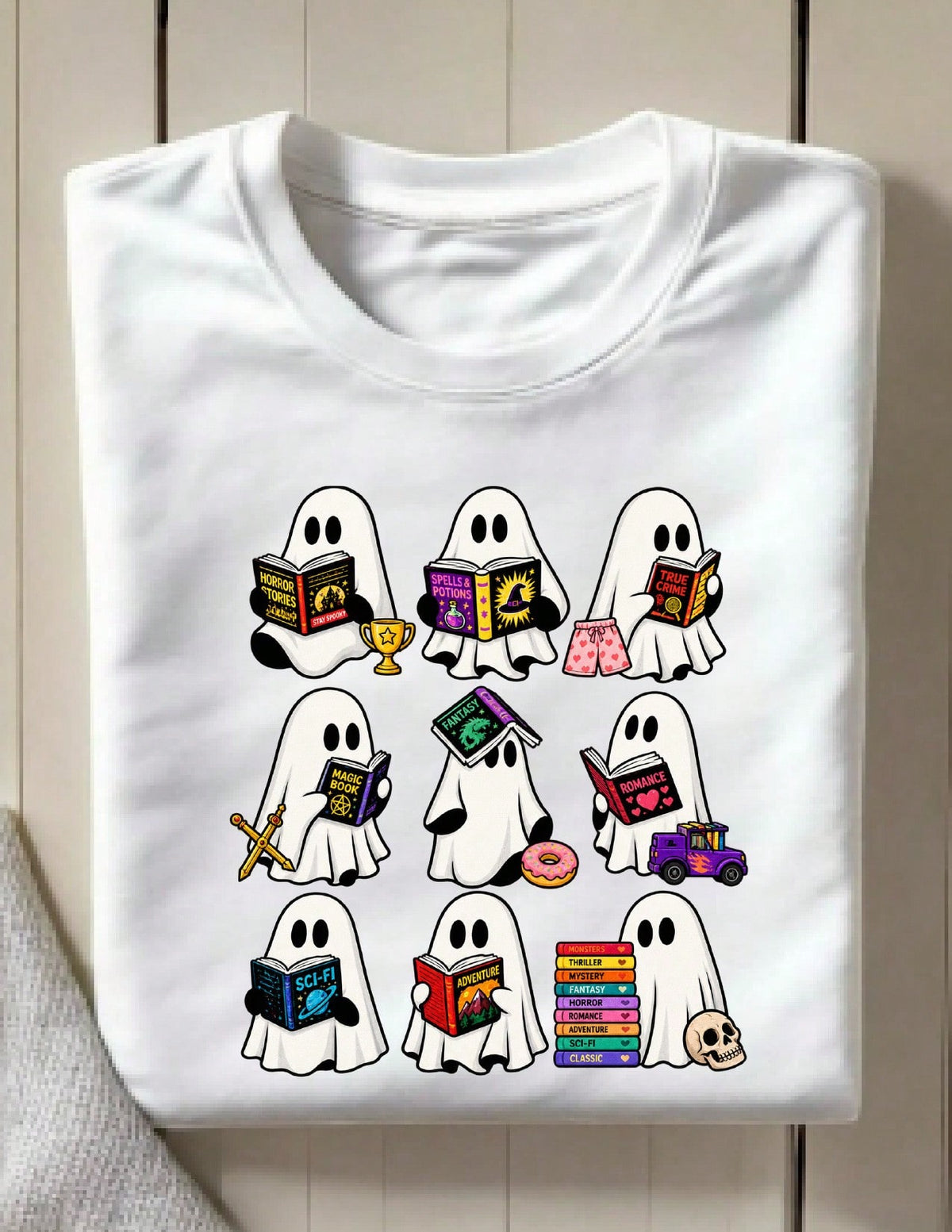 Ghost Book Reading Halloween T-Shirt