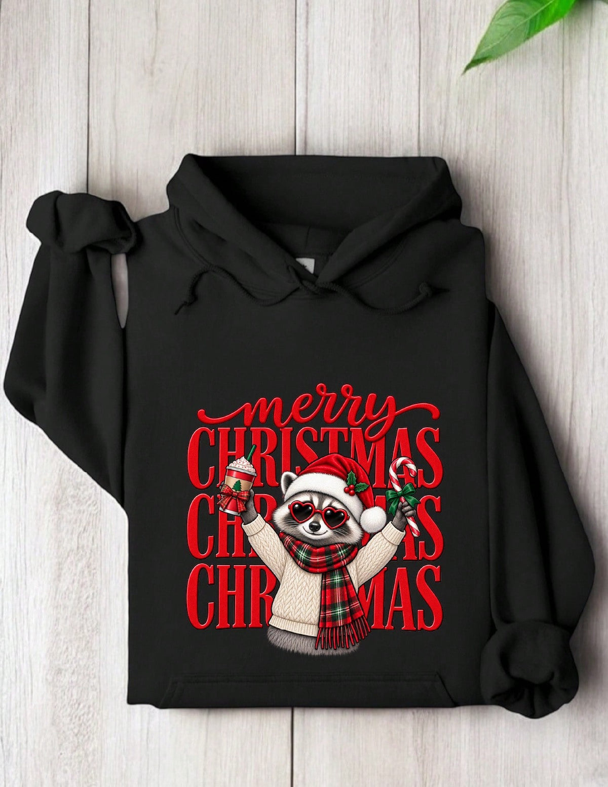 Merry Christmas Raccoon Hoodie
