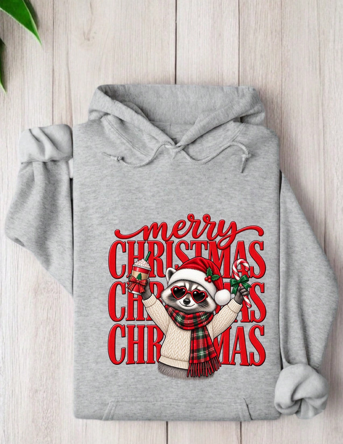 Merry Christmas Raccoon Hoodie