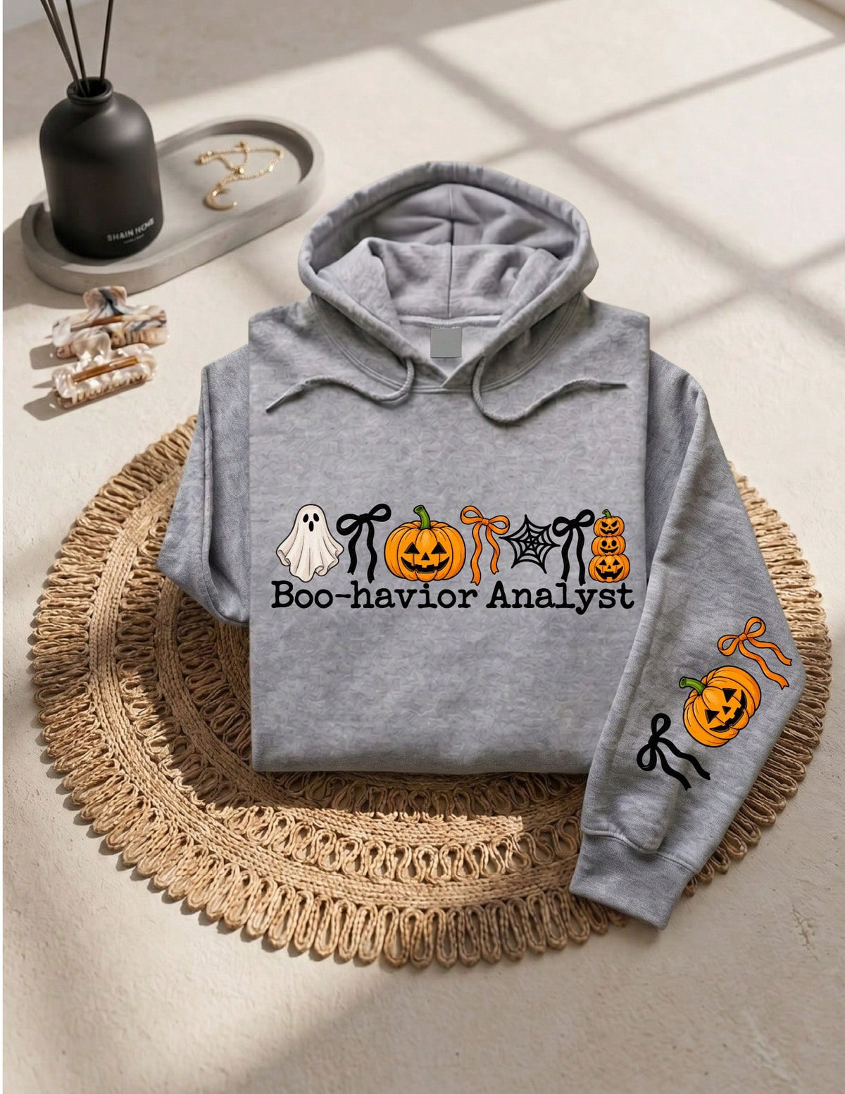 Boo-Havior Analyst Print On The Sleeve Hoodie