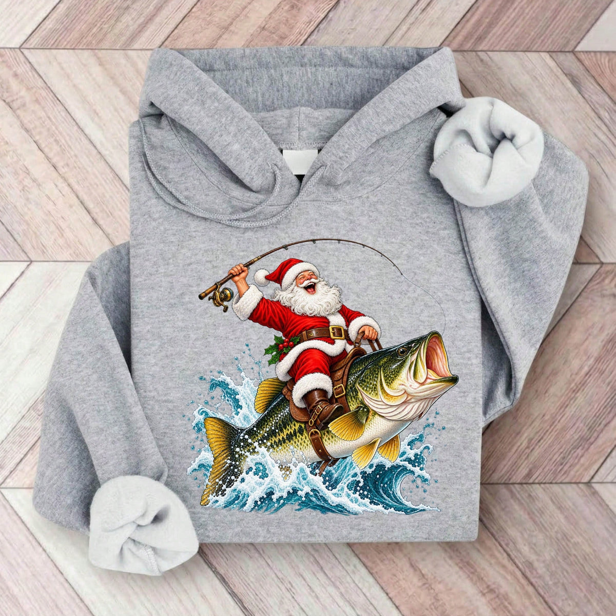 Fishing Santa Christmas Hoodie