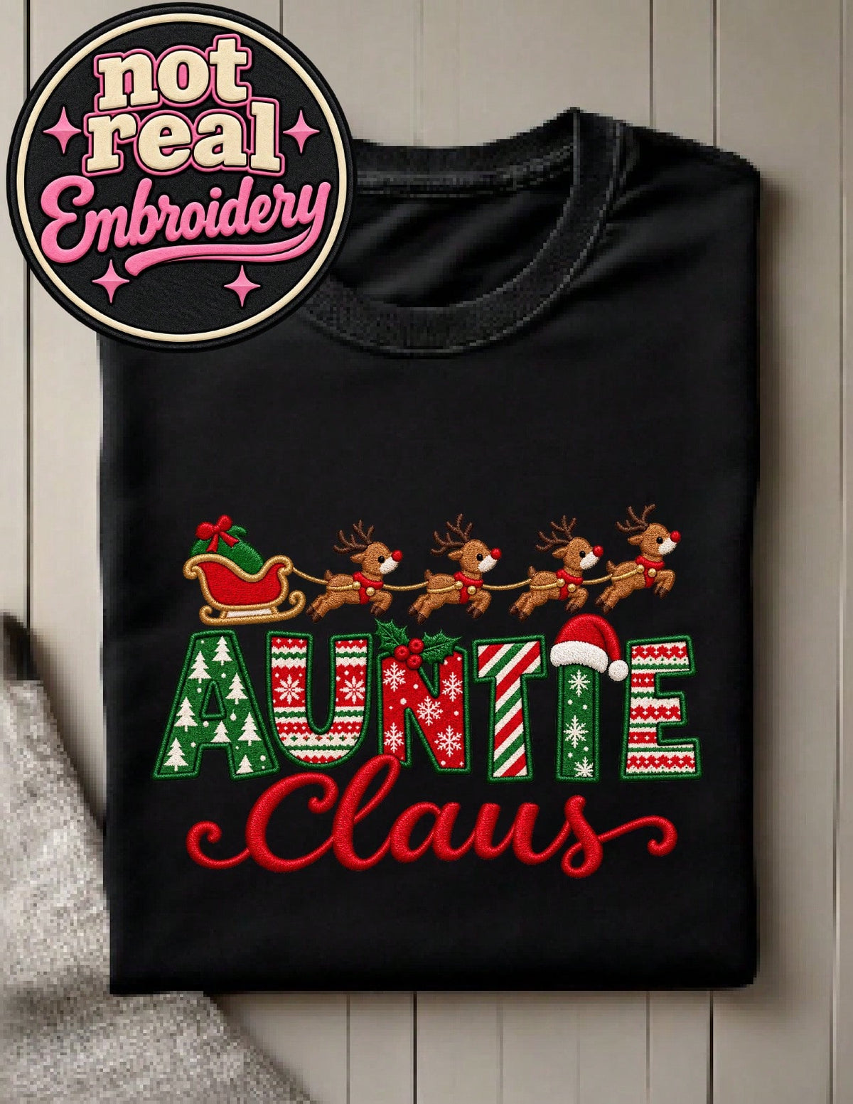 Auntie Claus (DTF Graphic Print) T-Shirt