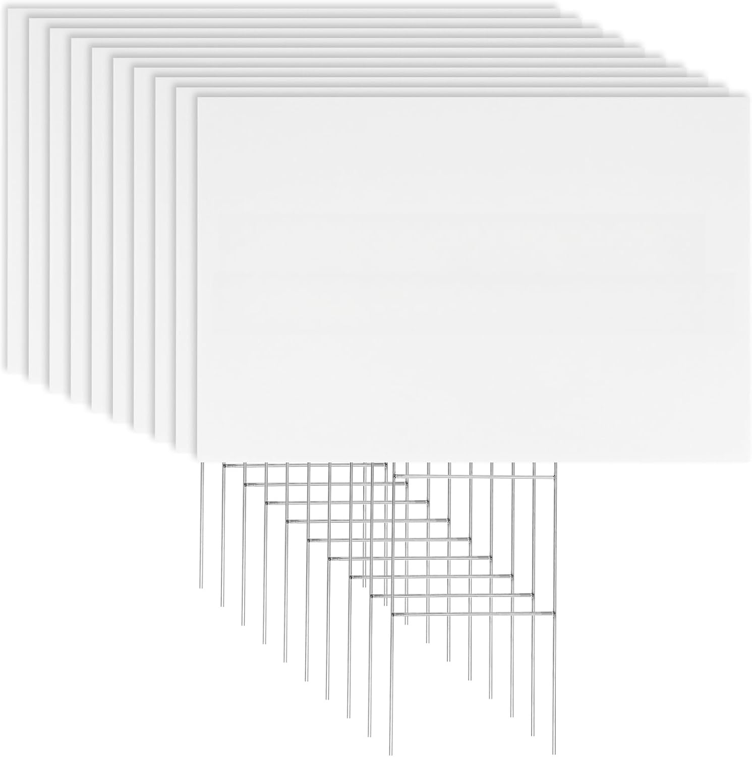 Yard Sign 18 x 12 Inches White Corrugated Plastic Yard Sign with Metal Stakes for Birthday, Real Estate Garage Sale Signs, Rent, Guidepost Decorations