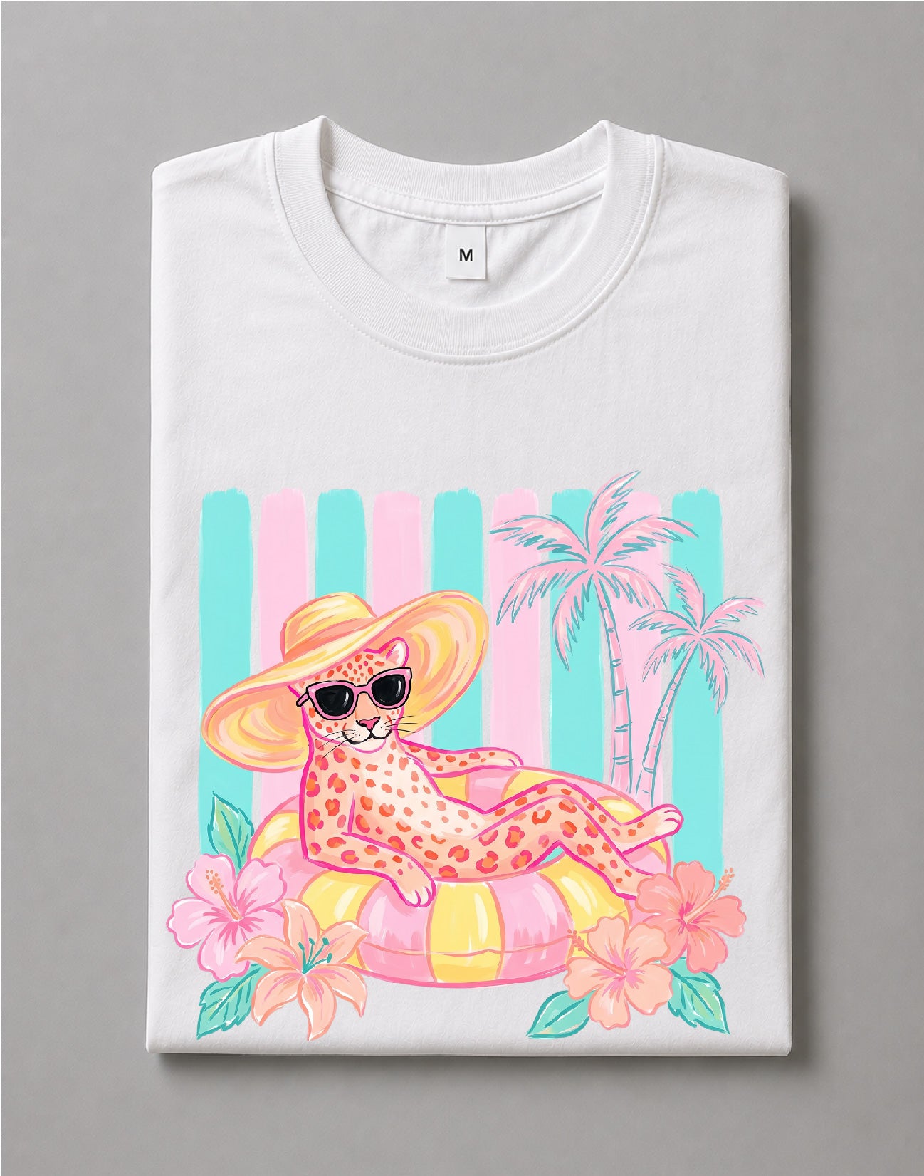Striped Leopard Summer Shirt – Leopard Print Graphic Tee, Wild Summer Shirt, Trendy Animal Print Tee – DTF-18