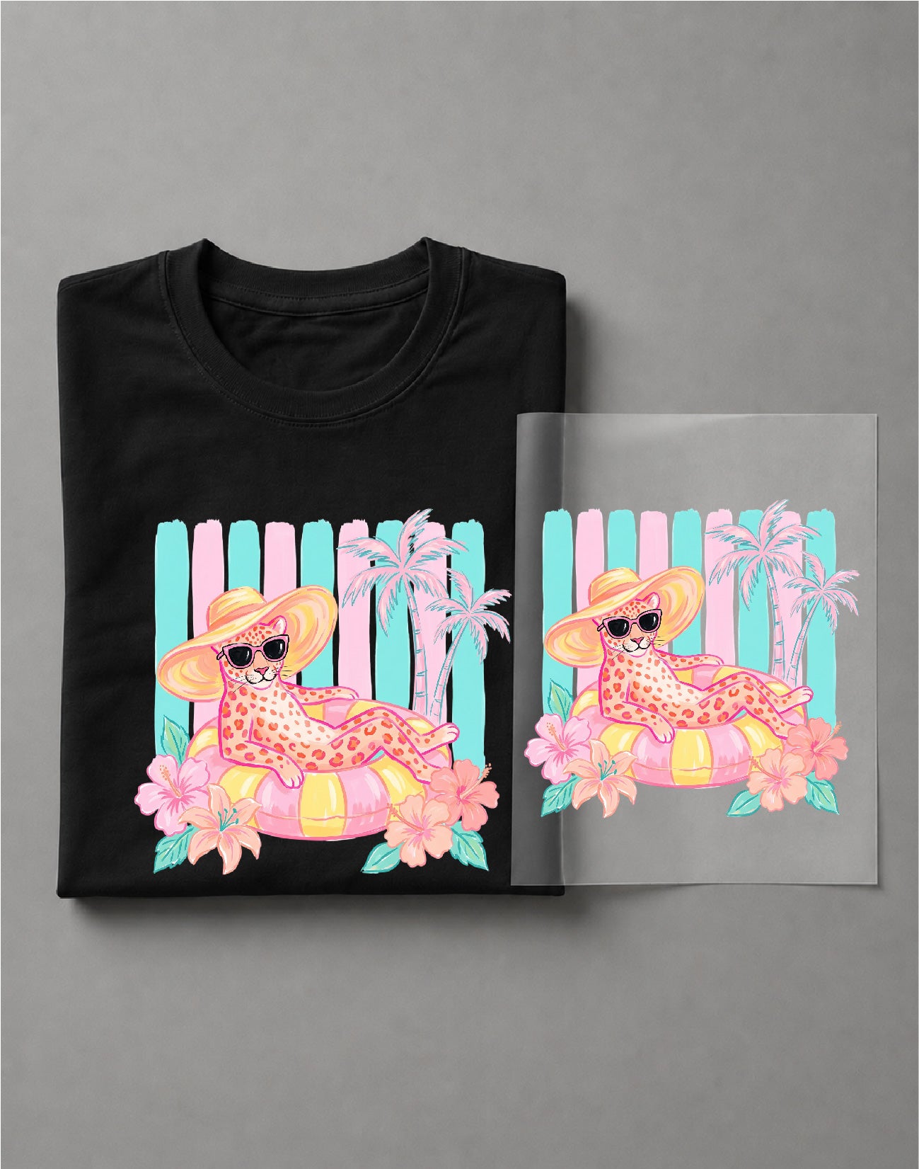 Striped Leopard Summer Shirt – Leopard Print Graphic Tee, Wild Summer Shirt, Trendy Animal Print Tee – DTF-18