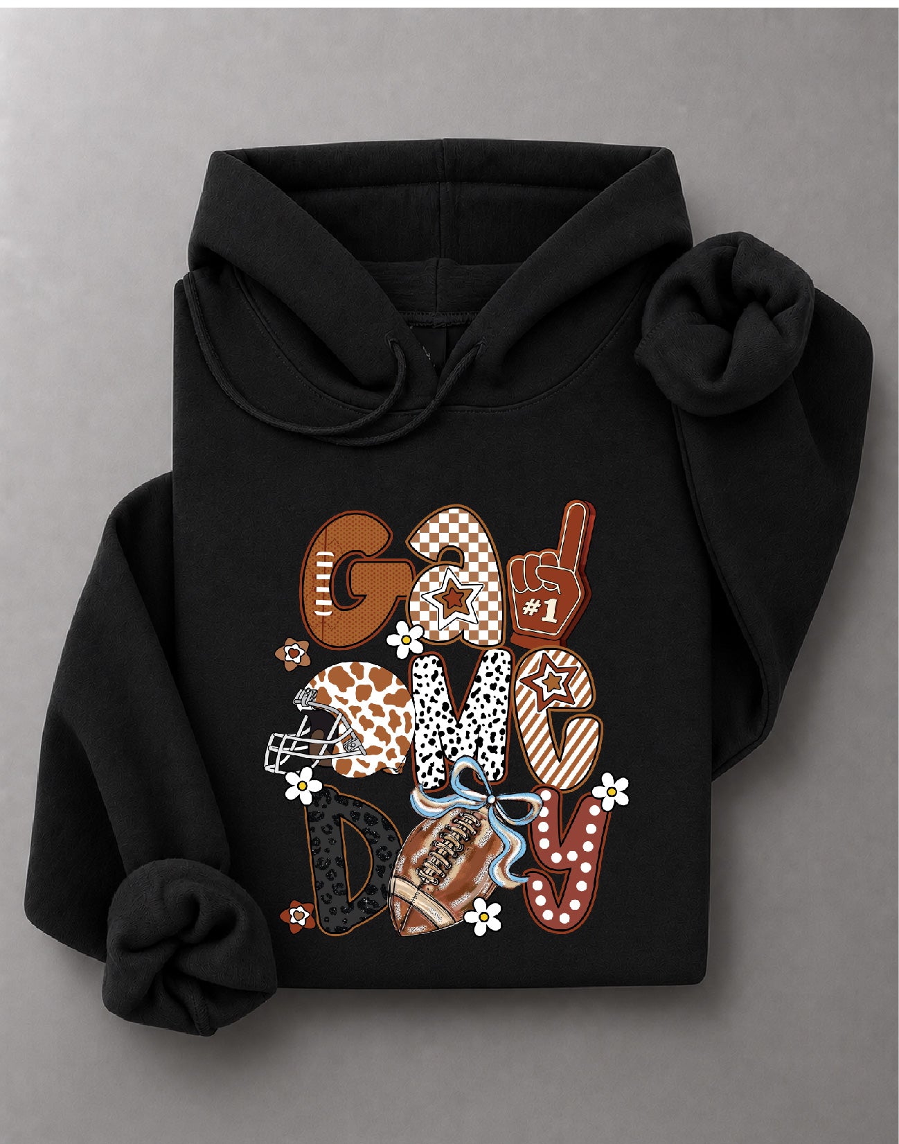 Retro Game Day Football Hoodie – Vintage Football Graphic, Game Day Sports Apparel – DTF-28