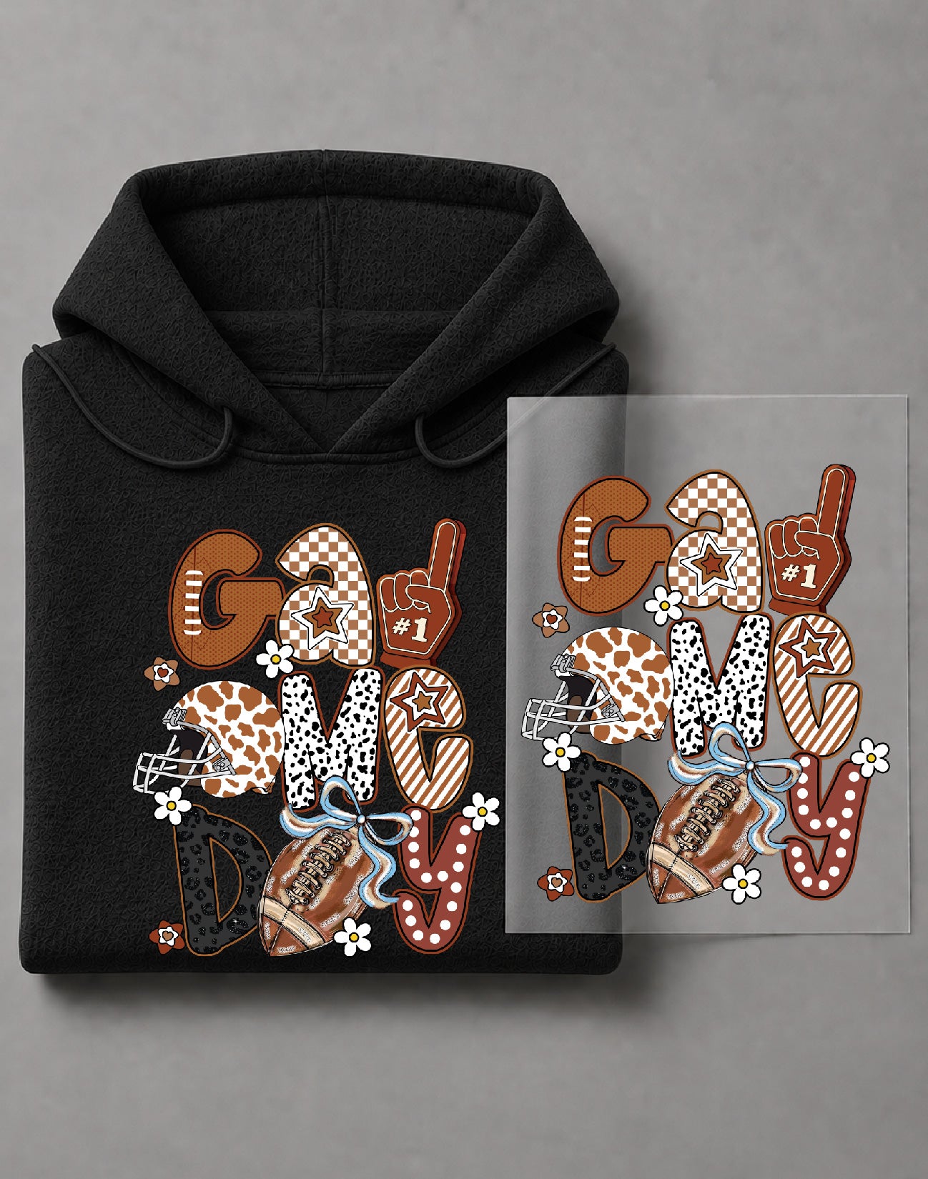 Retro Game Day Football Hoodie – Vintage Football Graphic, Game Day Sports Apparel – DTF-28
