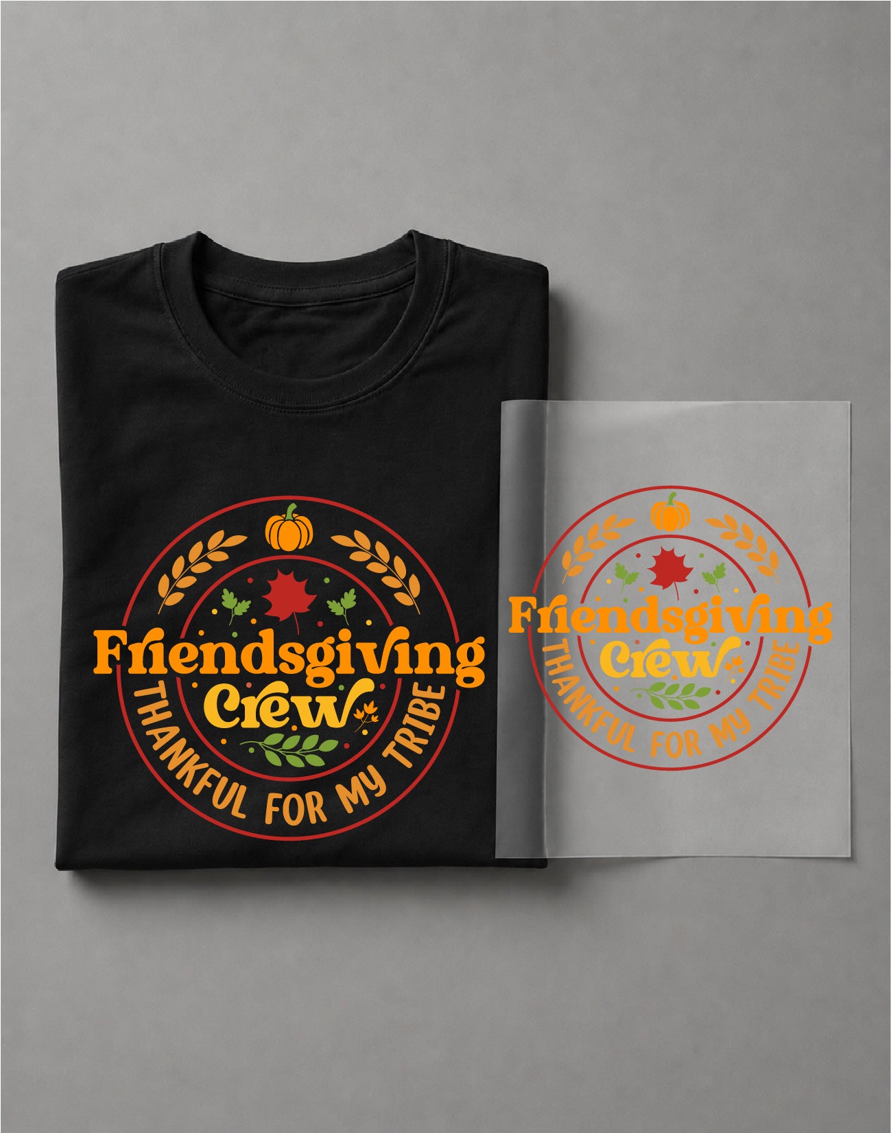 Friendsgiving Crew Shirt – Thankful For My Tribe Graphic Tee, Thanksgiving Friends Shirt – DTF-31