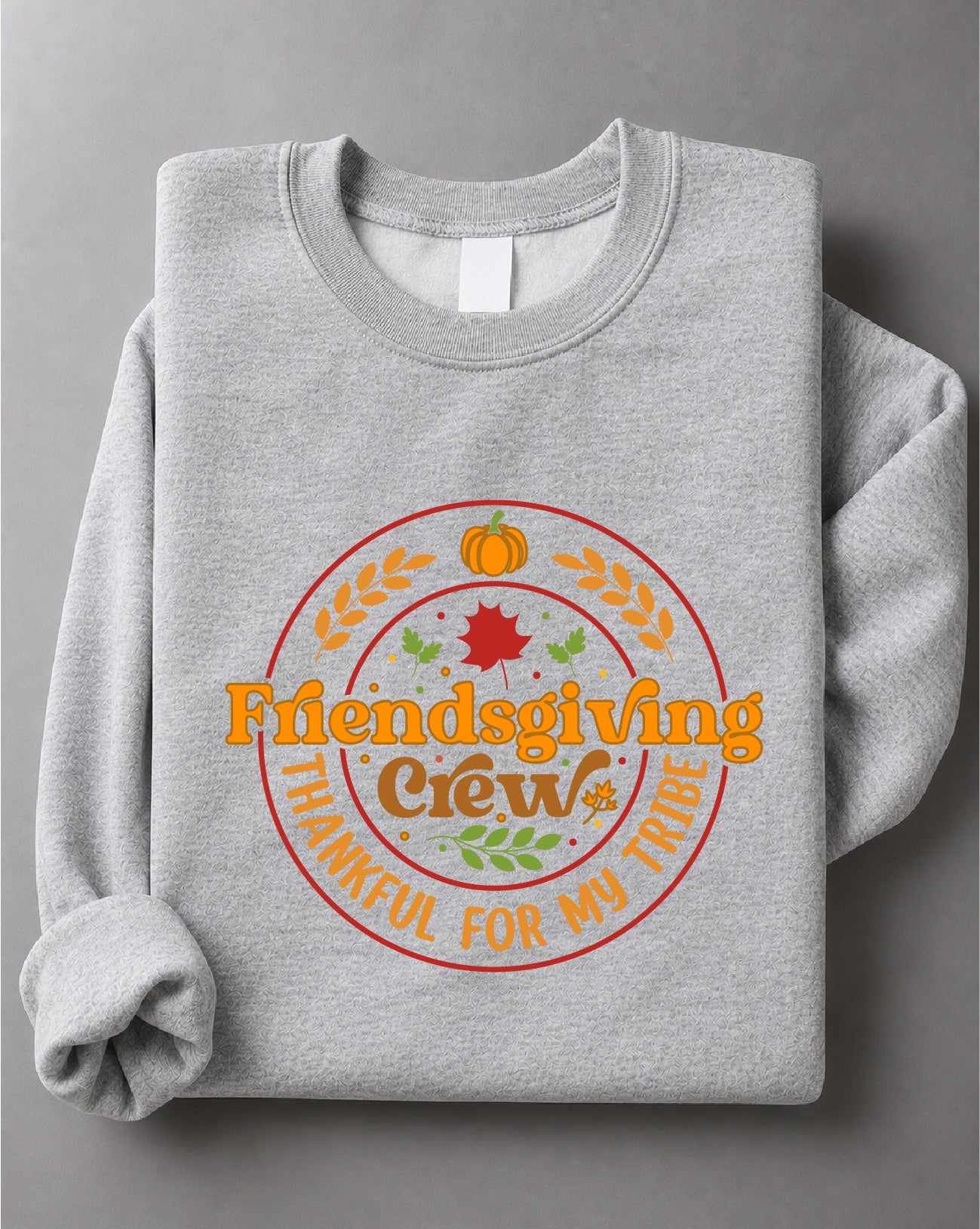 Friendsgiving Crew Sweatshirt – Thankful For My Tribe Graphic, Thanksgiving Friends Apparel – DTF-31