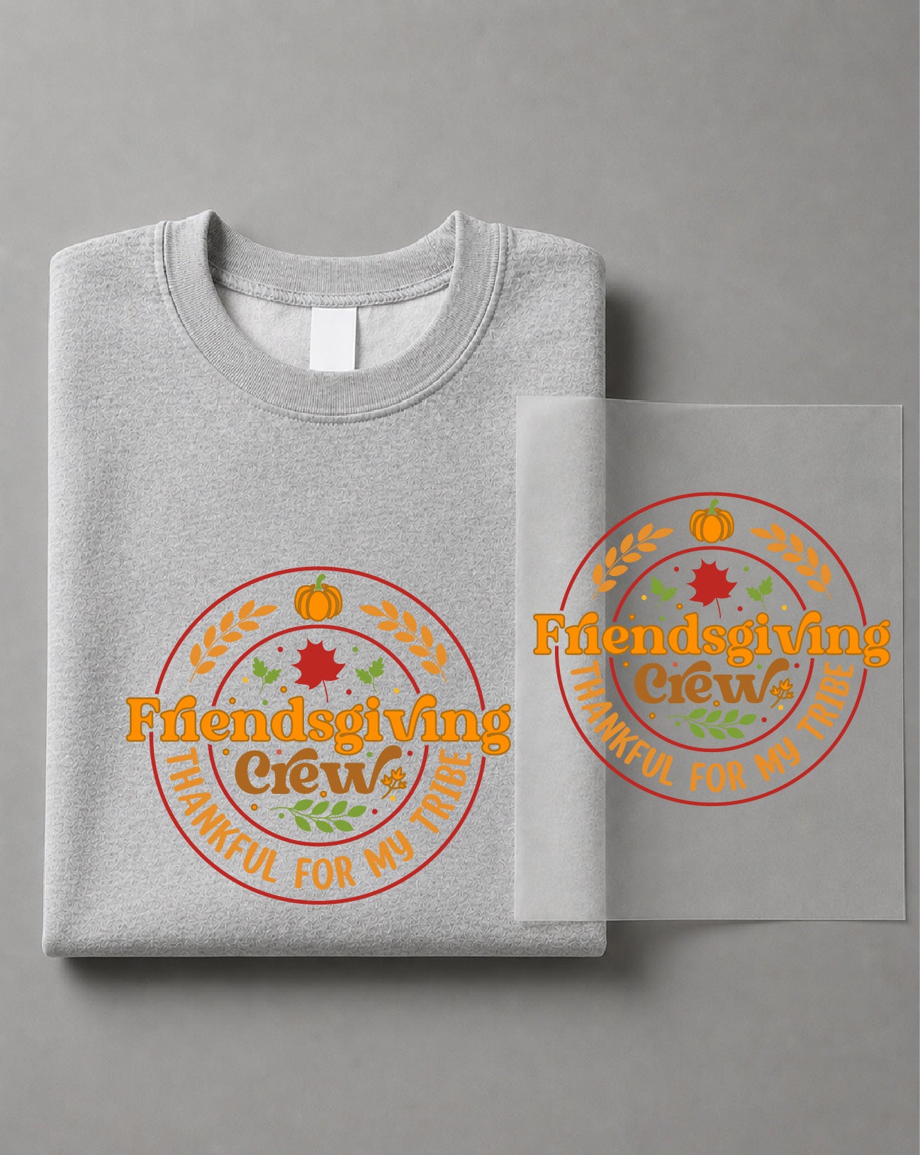 Friendsgiving Crew Sweatshirt – Thankful For My Tribe Graphic, Thanksgiving Friends Apparel – DTF-31