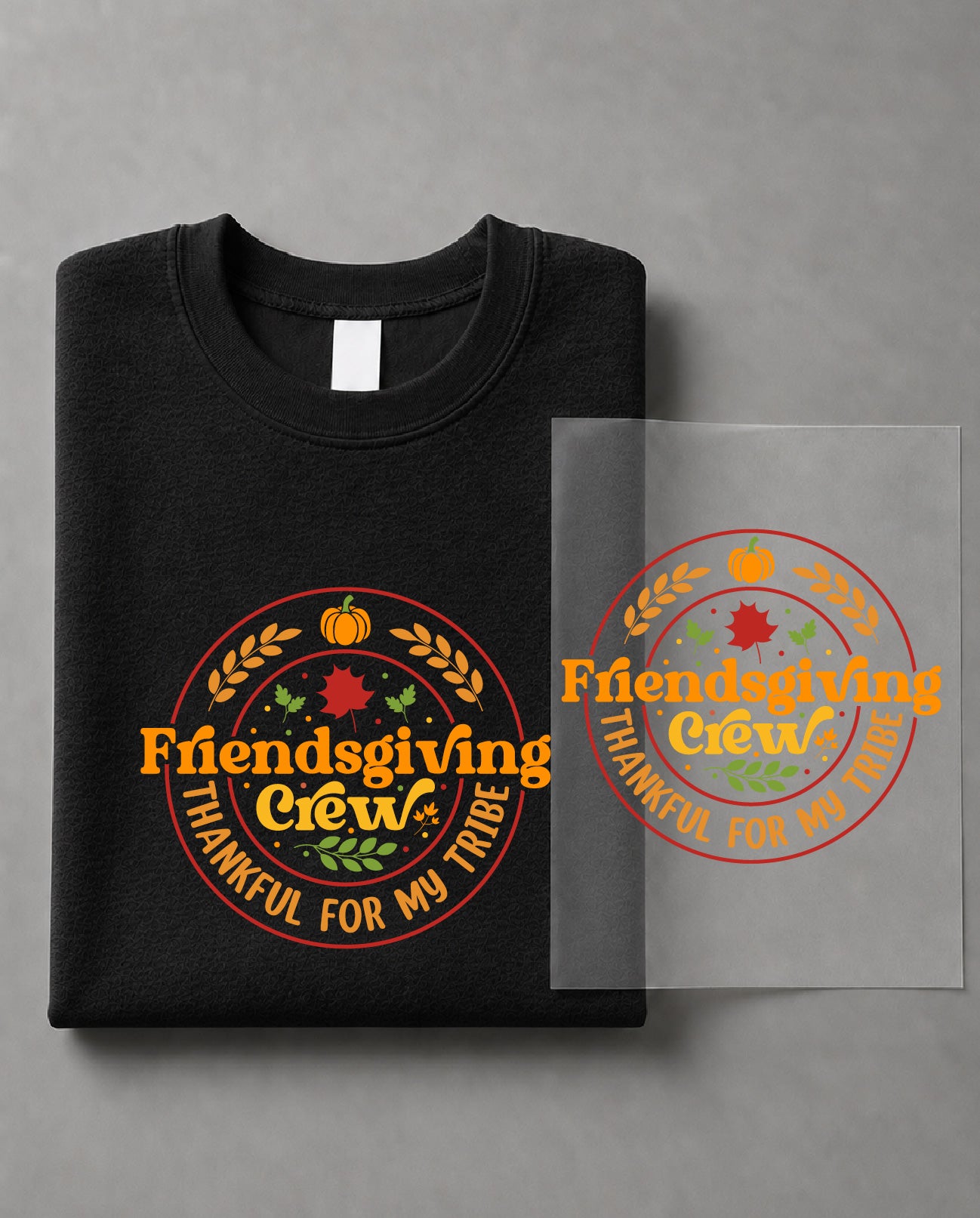 Friendsgiving Crew Sweatshirt – Thankful For My Tribe Graphic, Thanksgiving Friends Apparel – DTF-31