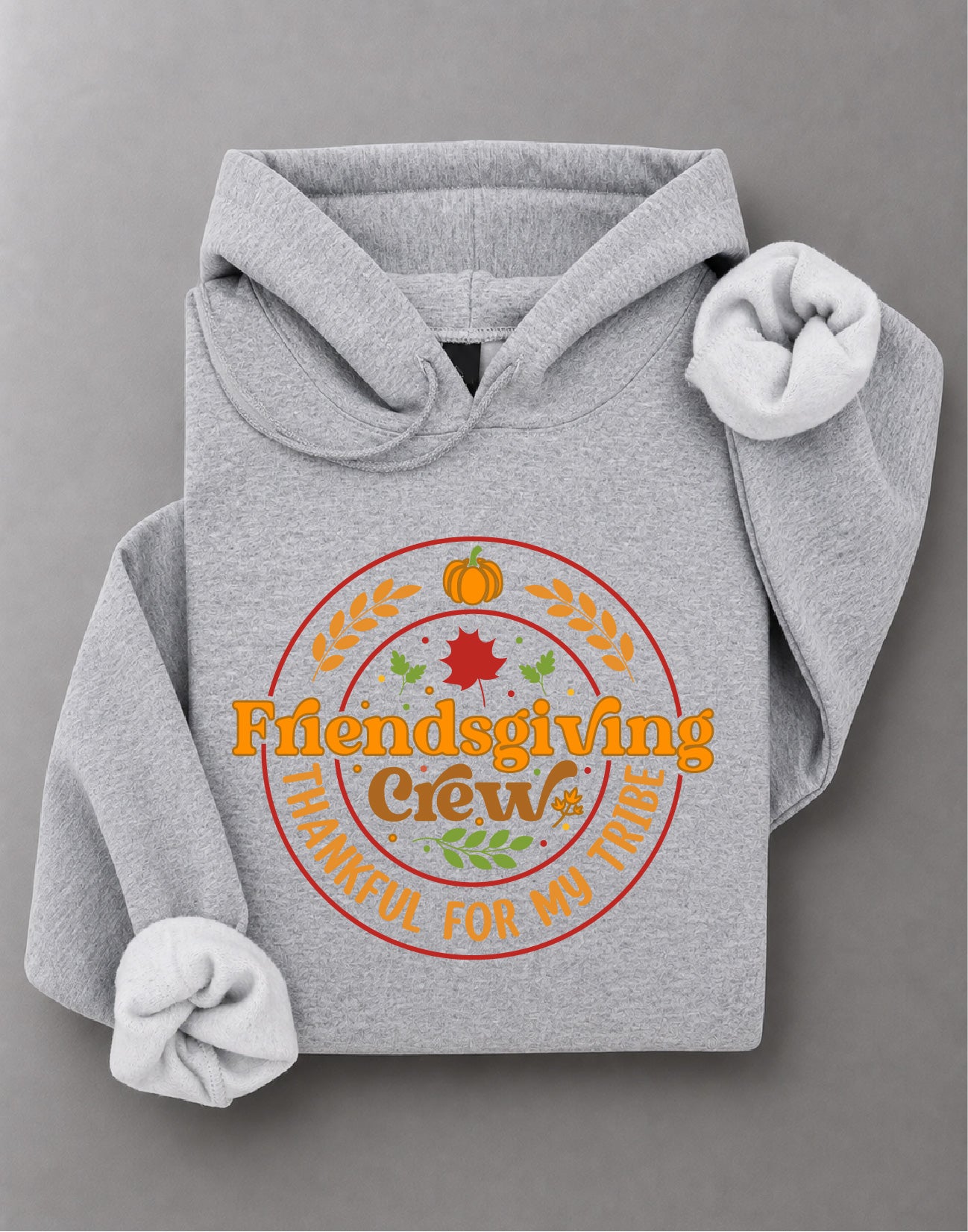 Friendsgiving Crew Hoodie – Thankful For My Tribe Graphic, Thanksgiving Friends Apparel – DTF-31