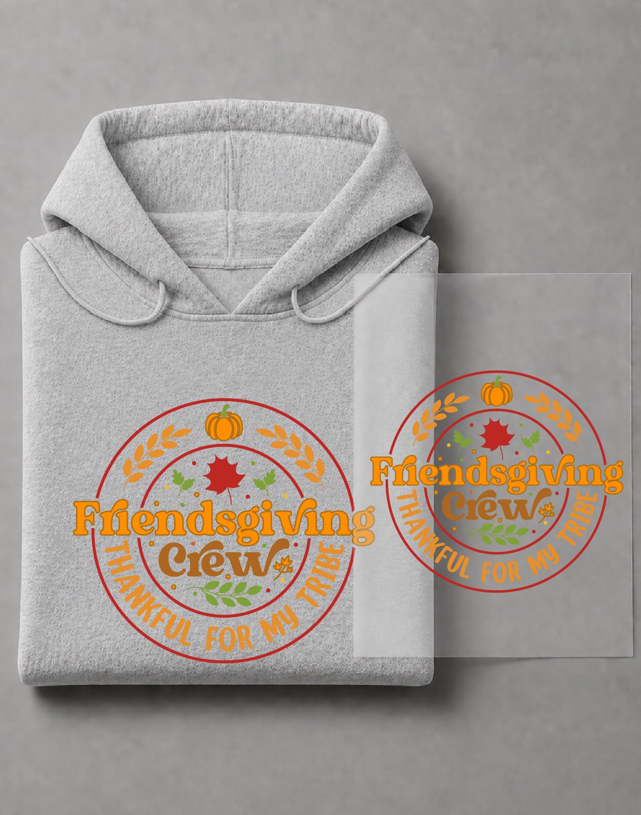 Friendsgiving Crew Hoodie – Thankful For My Tribe Graphic, Thanksgiving Friends Apparel – DTF-31