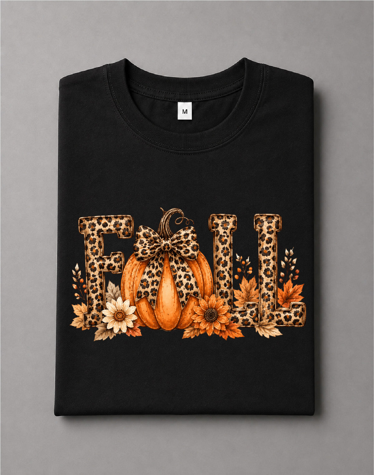 Autumn Leopard Fall Shirt – Leopard Graphic Tee, Fall Animal Print Shirt, Autumn Tee – DTF-33