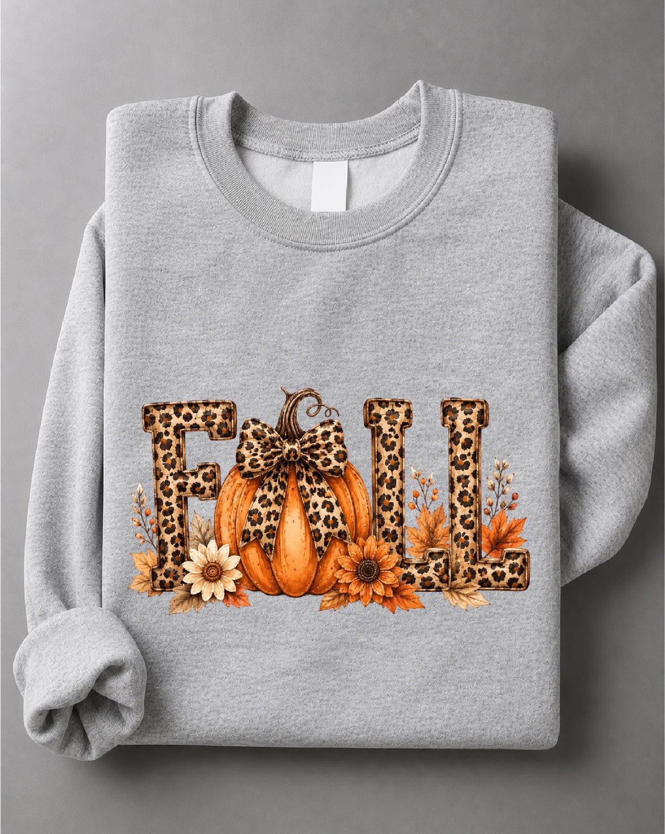 Autumn Leopard Fall Sweatshirt – Leopard Graphic, Fall Animal Print Apparel, Autumn Gift – DTF-33