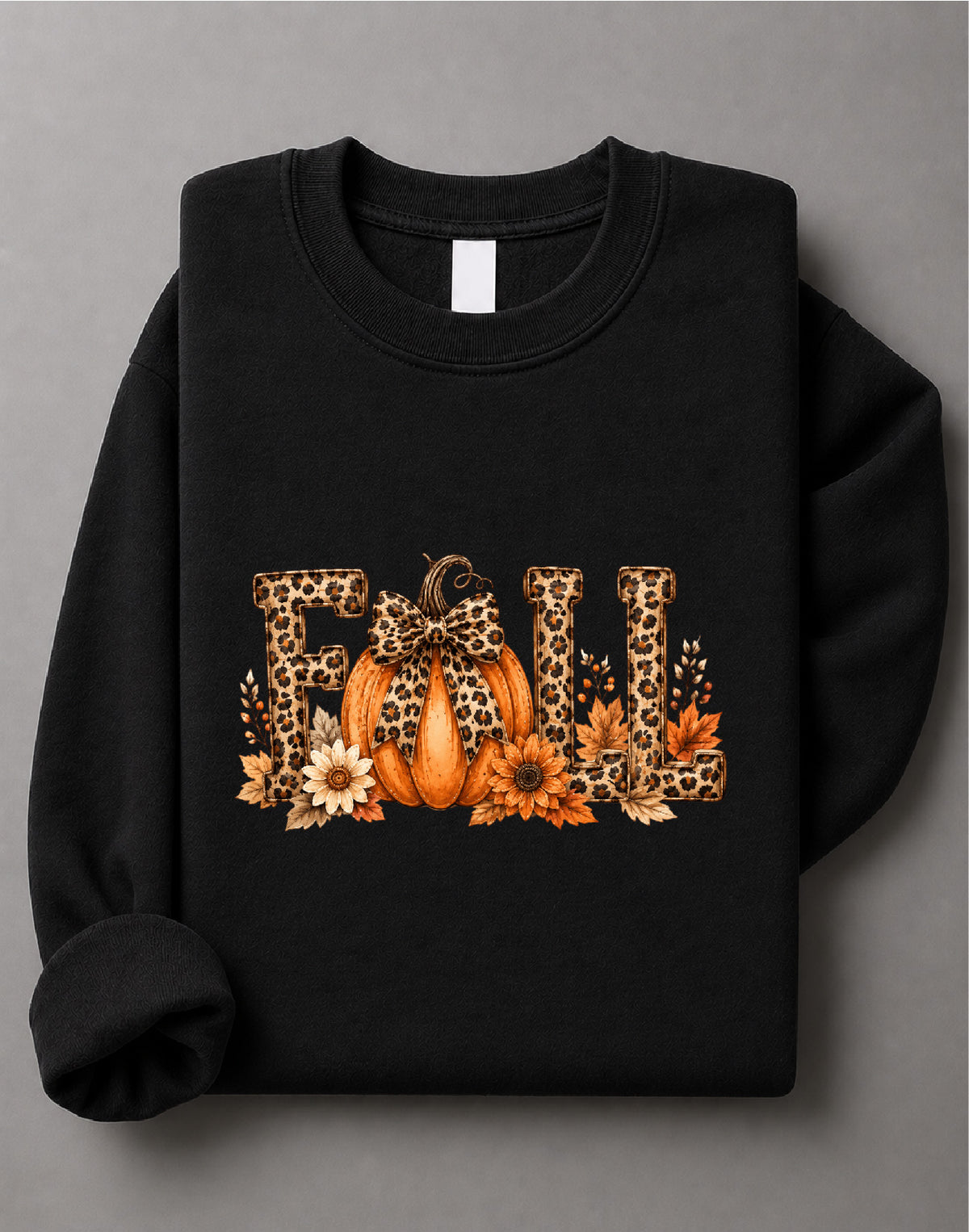 Autumn Leopard Fall Sweatshirt – Leopard Graphic, Fall Animal Print Apparel, Autumn Gift – DTF-33