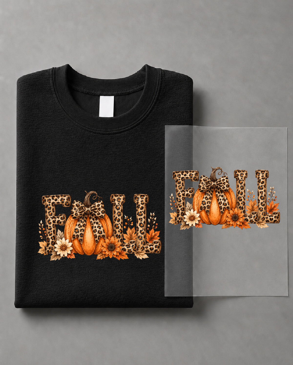 Autumn Leopard Fall Sweatshirt – Leopard Graphic, Fall Animal Print Apparel, Autumn Gift – DTF-33