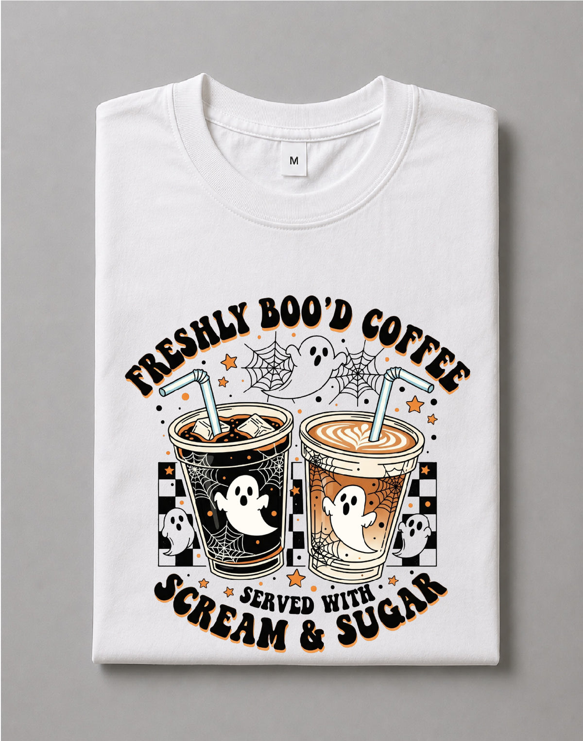 Freshly Boo'd Coffee Shirt – Funny Halloween Coffee Graphic Tee, Spooky Coffee Shirt – DTF-34