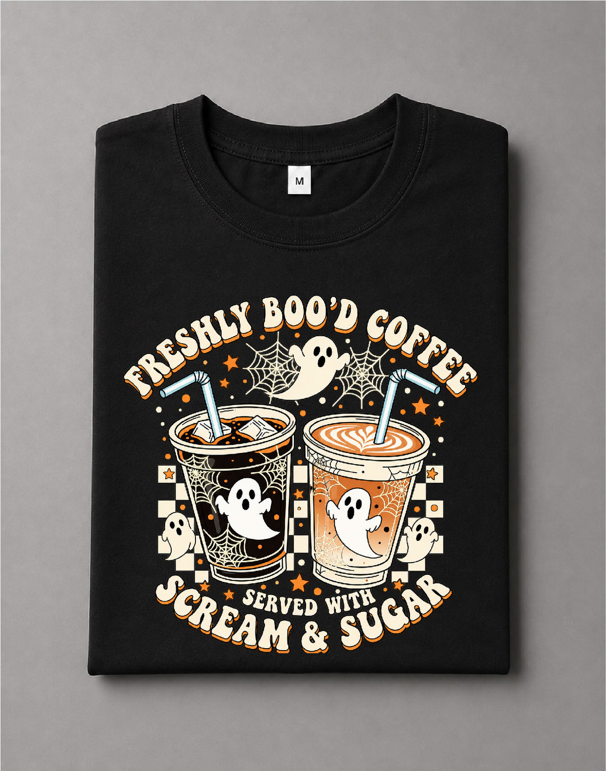Freshly Boo'd Coffee Shirt – Funny Halloween Coffee Graphic Tee, Spooky Coffee Shirt – DTF-34
