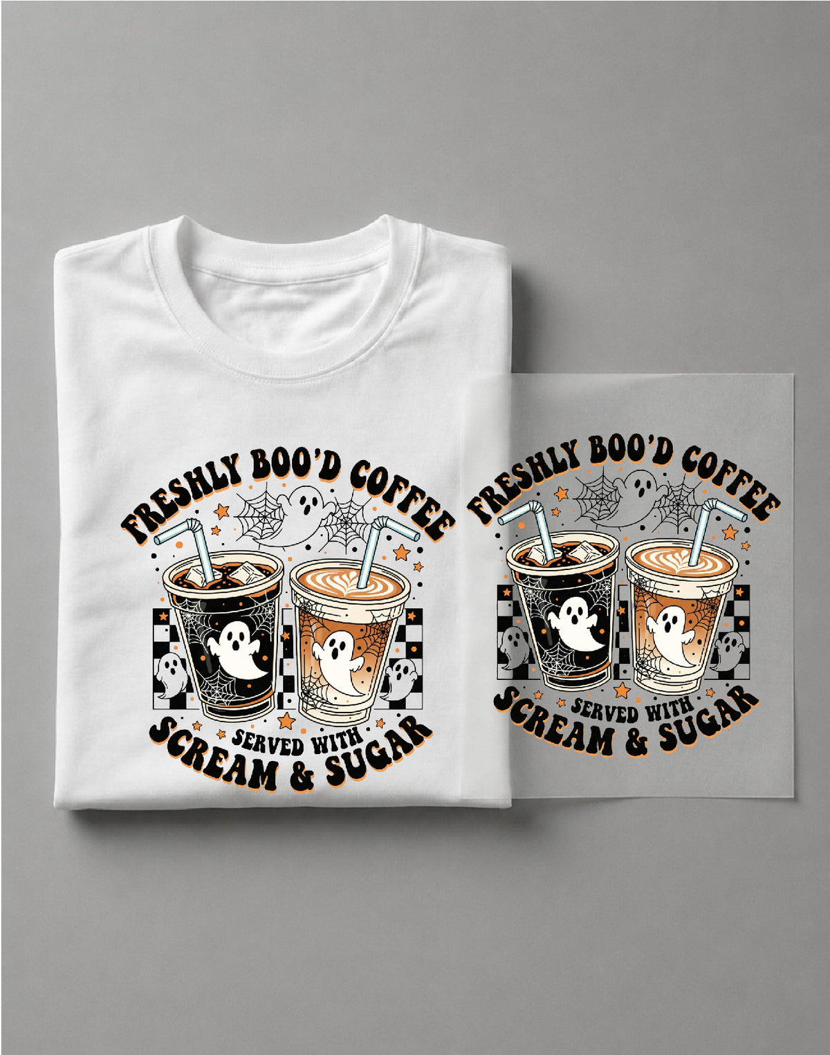 Freshly Boo'd Coffee Shirt – Funny Halloween Coffee Graphic Tee, Spooky Coffee Shirt – DTF-34