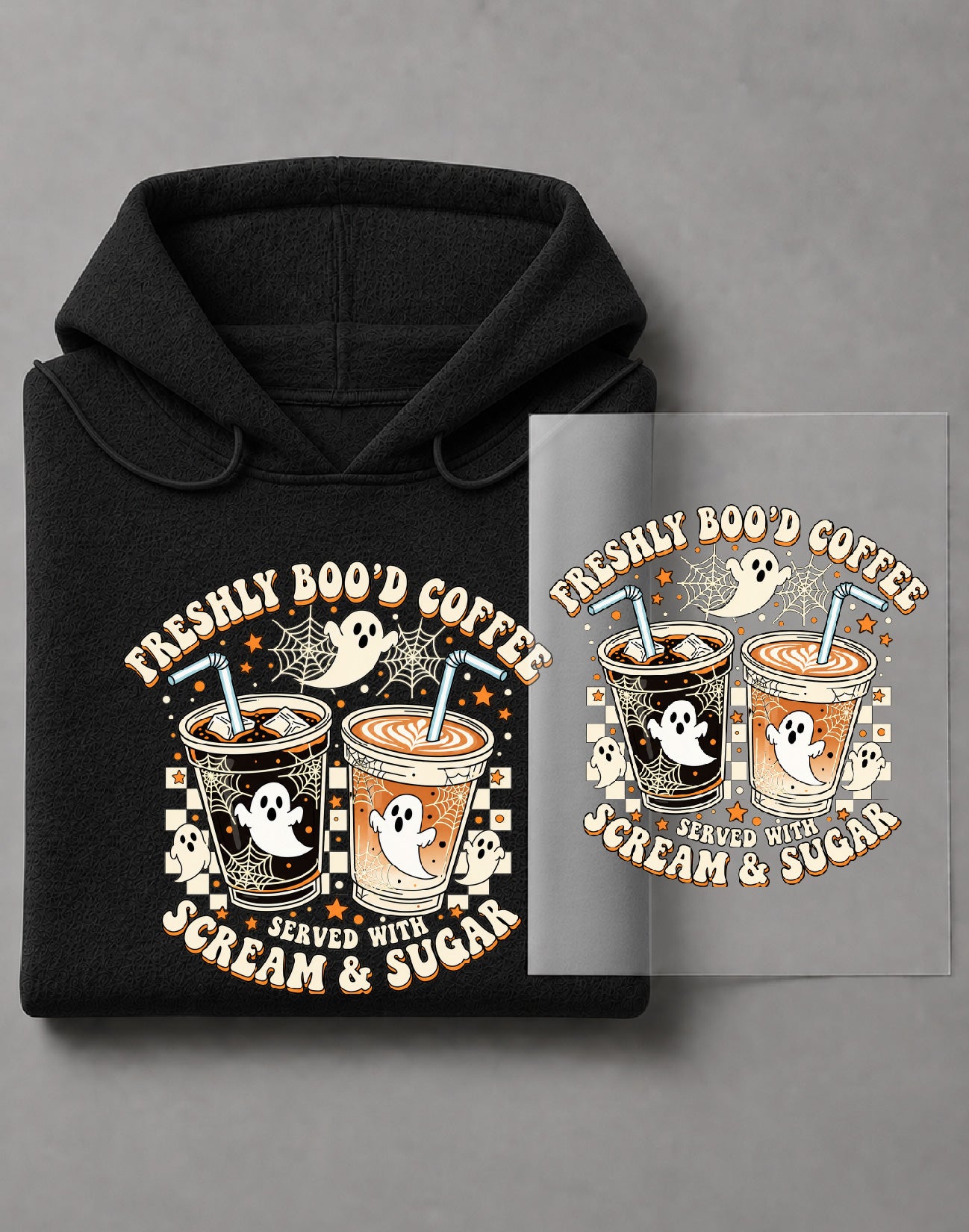 Freshly Boo'd Coffee Hoodie – Funny Halloween Coffee Graphic, Spooky Seasonal Apparel – DTF-34