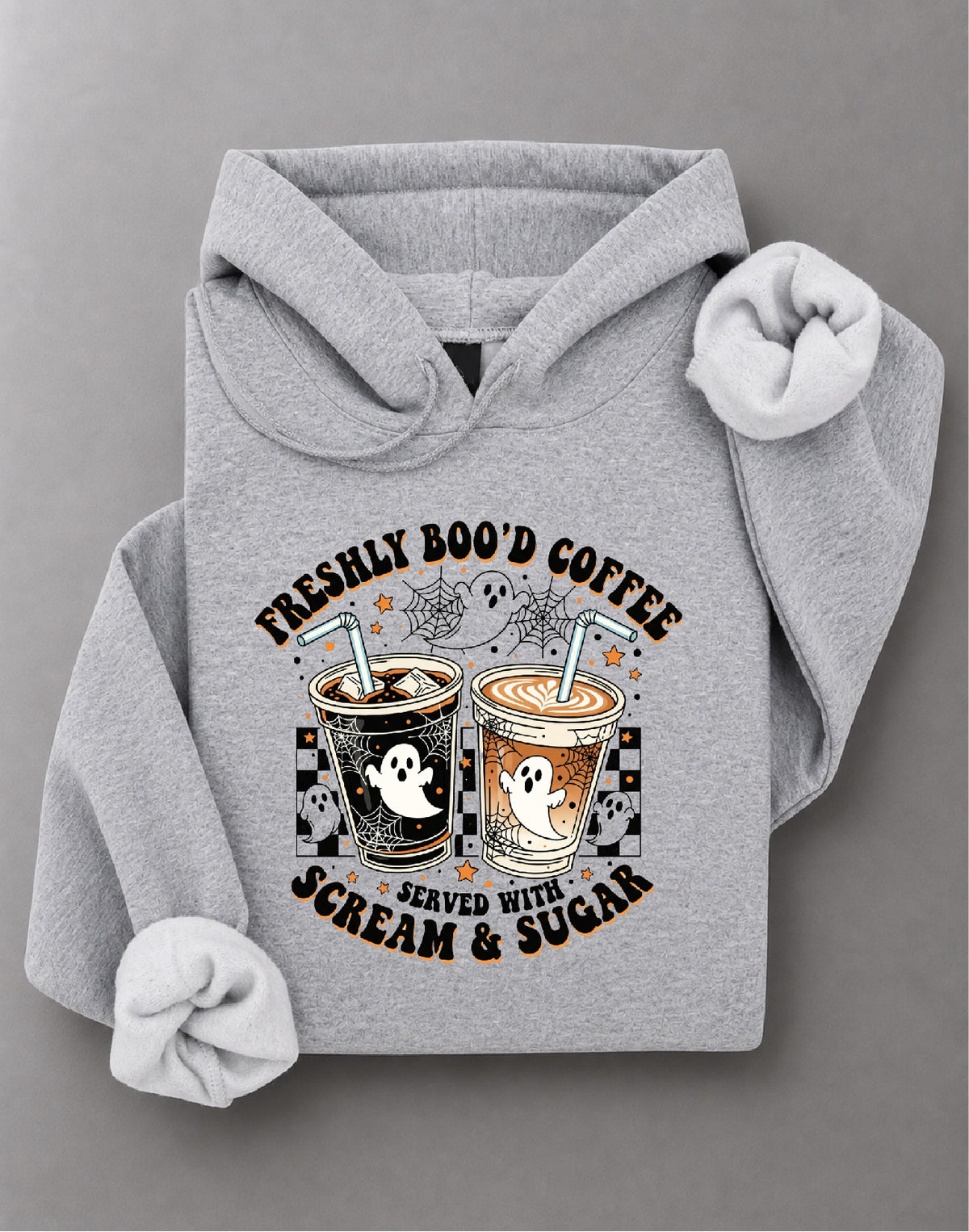 Freshly Boo'd Coffee Hoodie – Funny Halloween Coffee Graphic, Spooky Seasonal Apparel – DTF-34