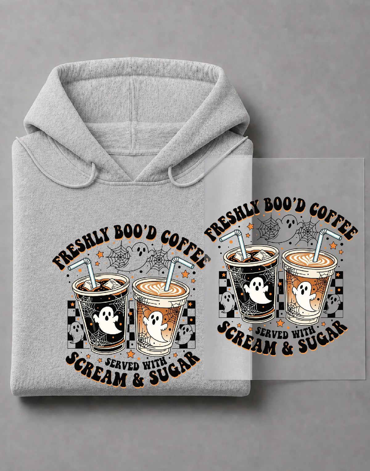 Freshly Boo'd Coffee Hoodie – Funny Halloween Coffee Graphic, Spooky Seasonal Apparel – DTF-34
