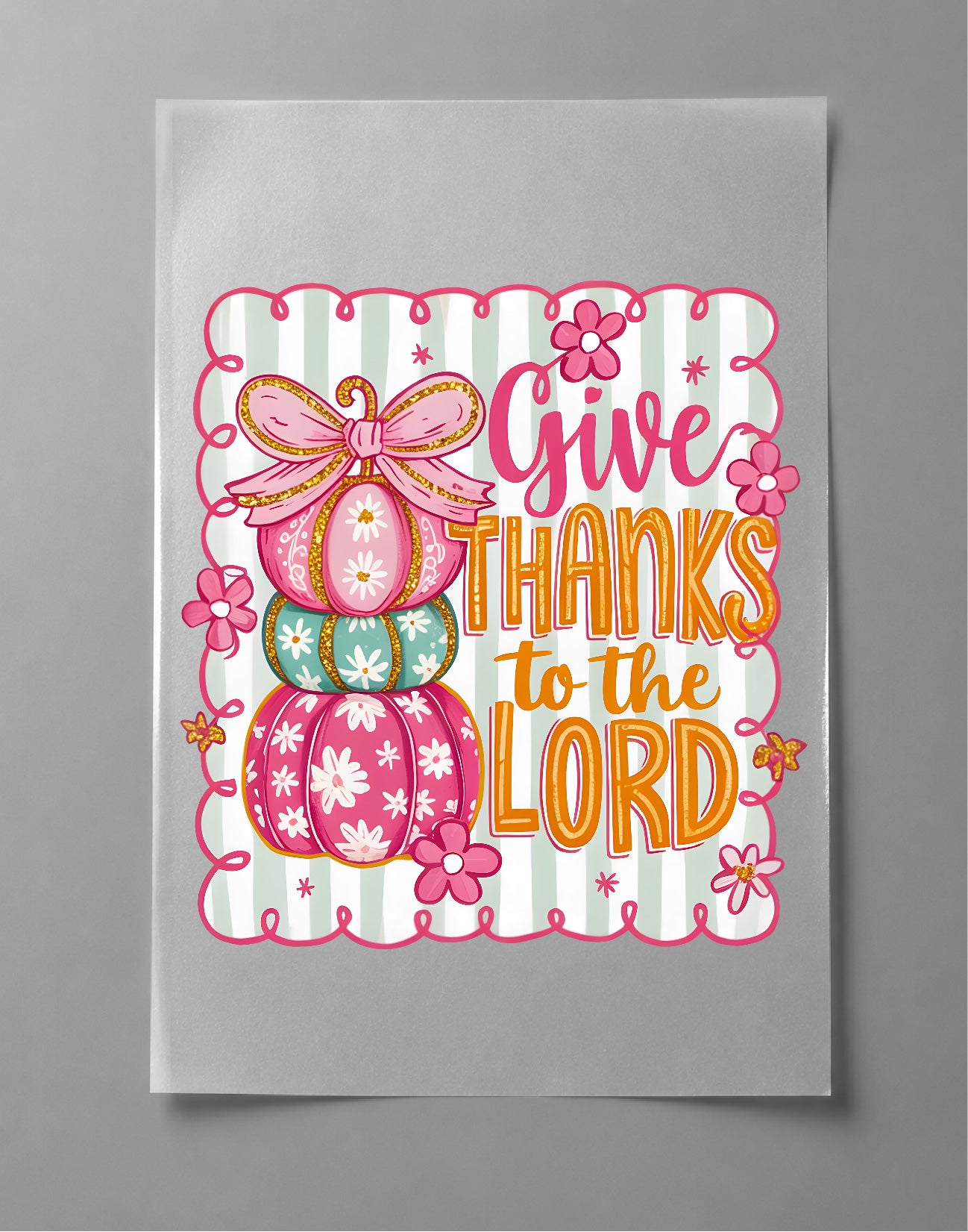 Coquette Give Thanks to the Lord Shirt – Faith Graphic Tee, Christian Thanksgiving Shirt, Bow Tee – DTF-36