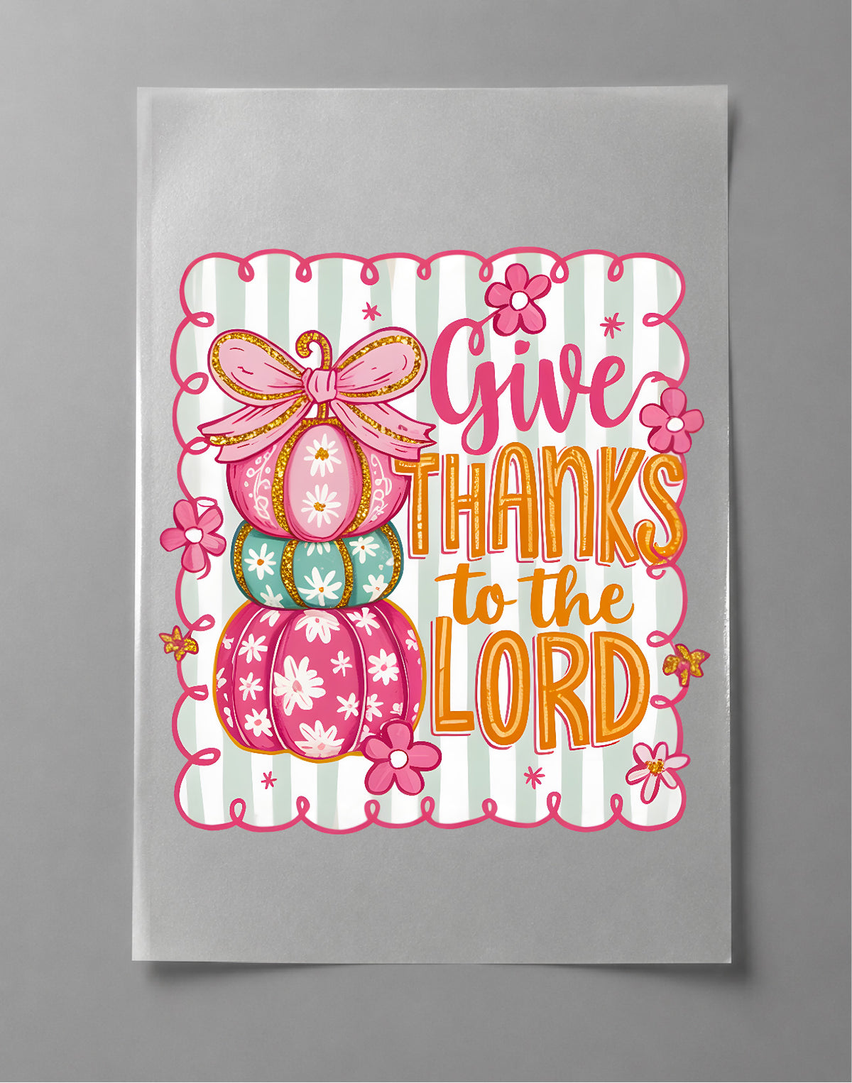 Coquette Give Thanks to the Lord Sweatshirt – Faith Graphic, Christian Thanksgiving Apparel – DTF-36