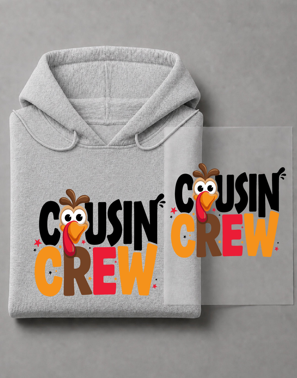 Cousin Crew Thanksgiving Hoodie – Turkey Graphic, Family Fall Apparel, Thanksgiving Gift – DTF-37