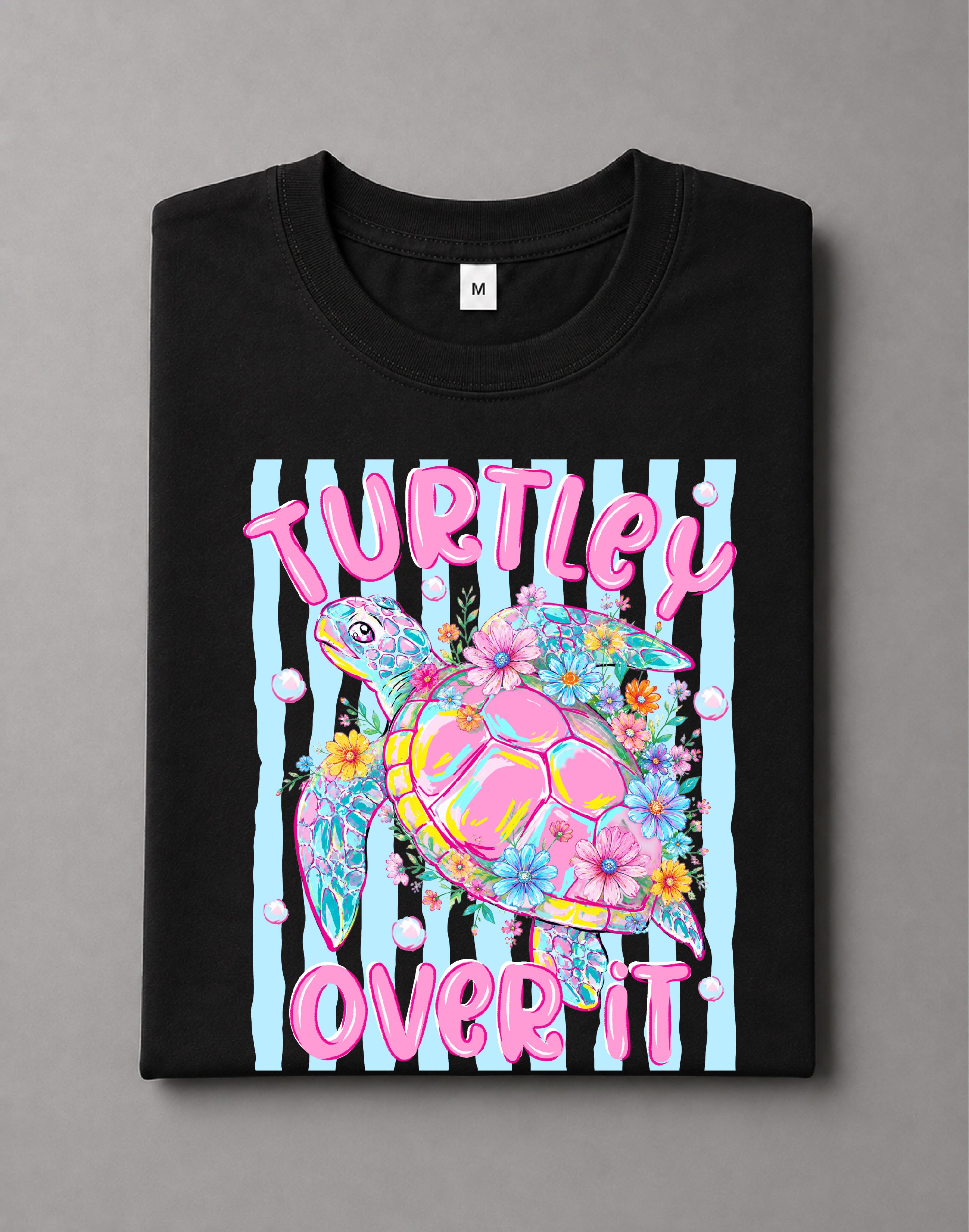 Turtley Over It Shirt – Funny Turtle Graphic Tee, Cute Ocean Lover Shirt, Beach Vacation Shirt, Sea Life Humor Tee – DTF-10