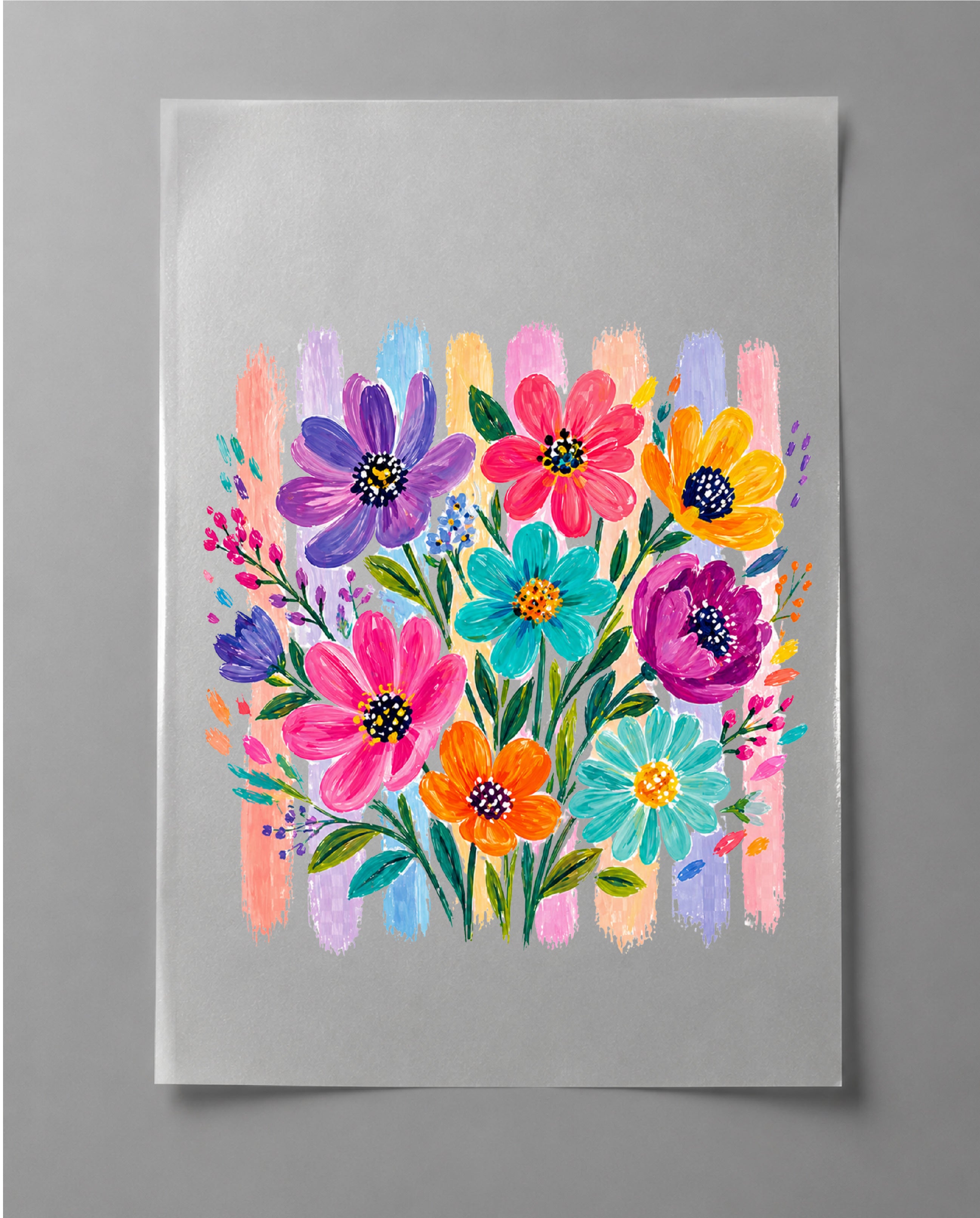 Striped Boho Floral Brushstroke 