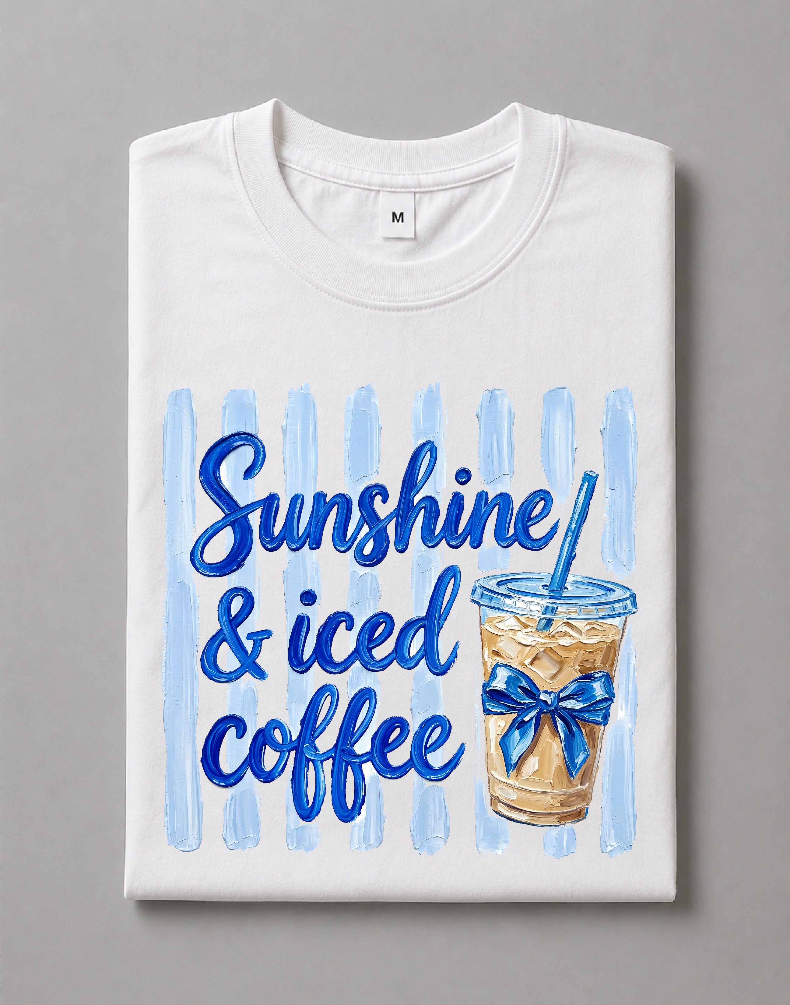 Sunshine and Iced Coffee Shirt – Coffee Lover Graphic Tee, Summer Sunshine Drink Shirt, Cute Coffee Aesthetic Shirt, Casual Vacation Tee – DTF-2