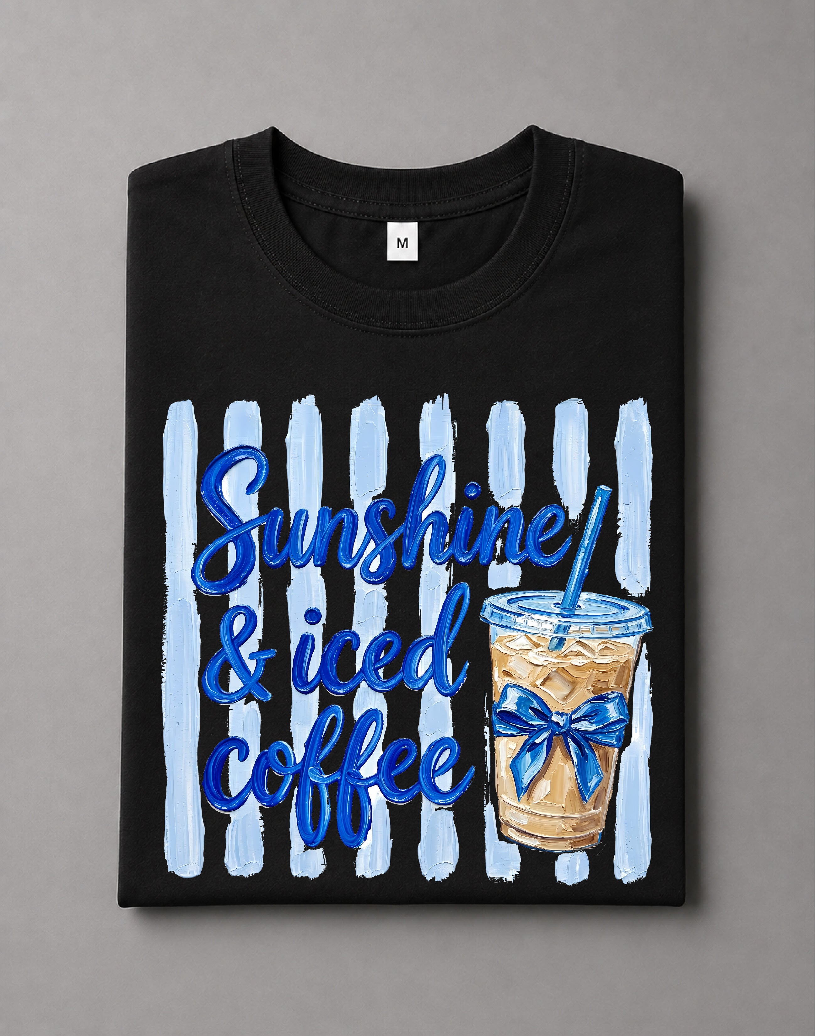 Sunshine and Iced Coffee Shirt – Coffee Lover Graphic Tee, Summer Sunshine Drink Shirt, Cute Coffee Aesthetic Shirt, Casual Vacation Tee – DTF-2
