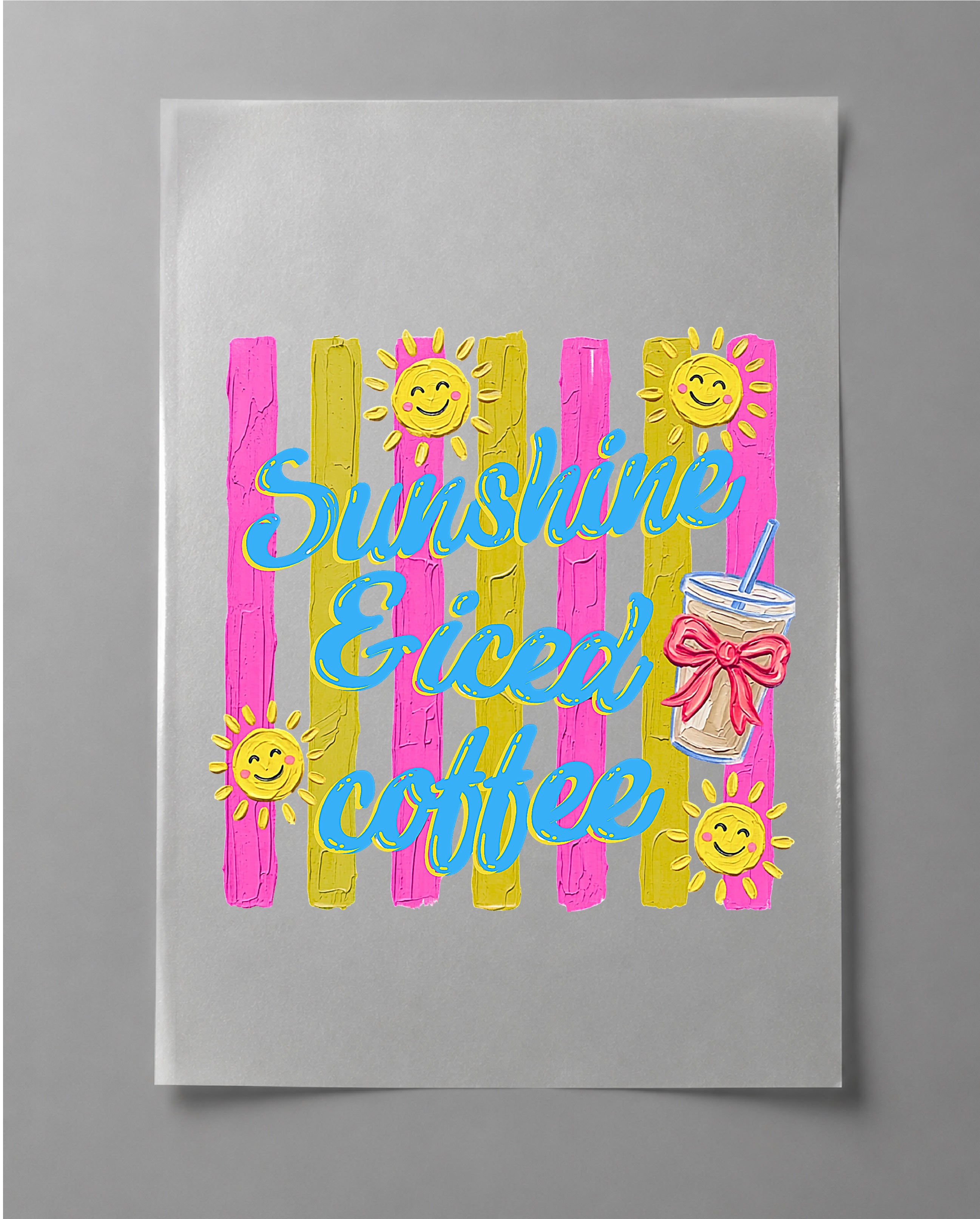 Sunshine & Iced Coffee Shirt – Summer Coffee Graphic Tee, Iced Coffee Lover Shirt, Sunshine Beach Aesthetic Tee – DTF-4