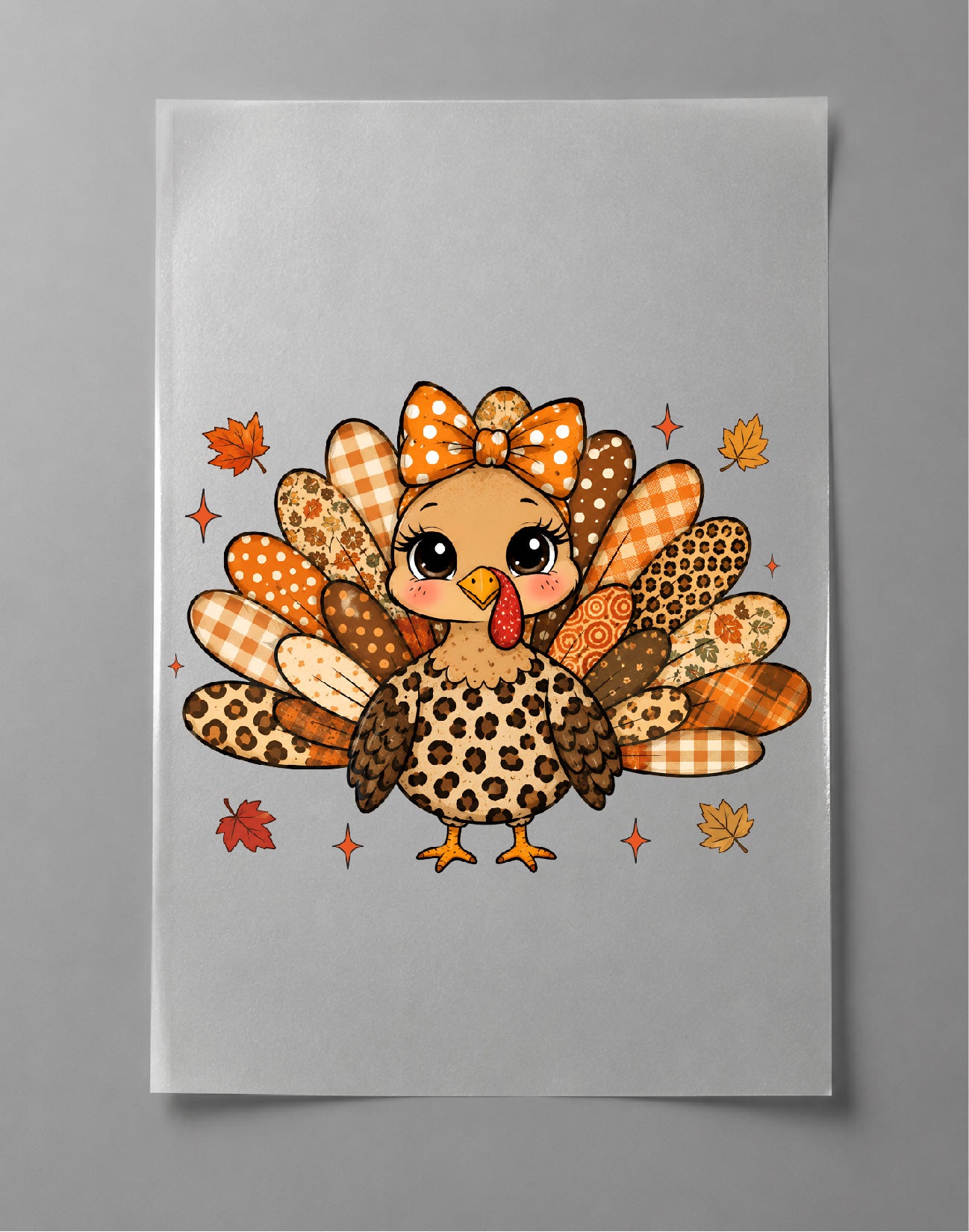 Fall Patchwork Turkey Thanksgiving Shirt – Cute Autumn Turkey Graphic Tee, Thanksgiving Shirt, Fall Harvest Shirt – DTF-40