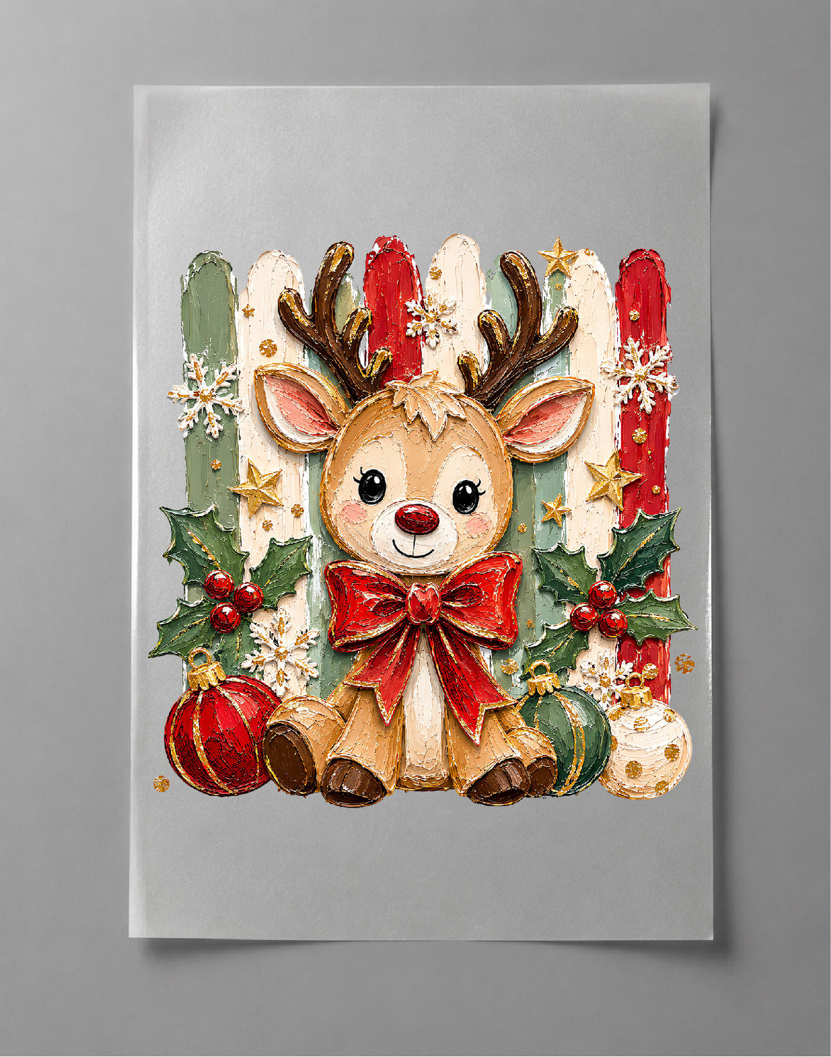 Coquette Christmas Reindeer Shirt – Cute Bow Reindeer Graphic Tee, Girly Christmas Shirt, Holiday Shirt – DTF-41