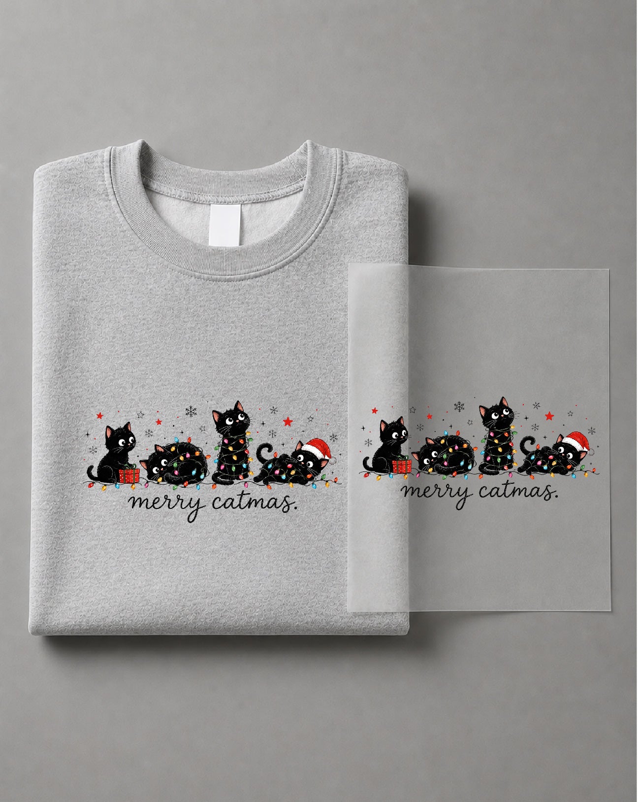 Merry Catmas Sweatshirt – Funny Christmas Cat Graphic, Cute Cat Holiday Apparel, Christmas Gift – DTF-42
