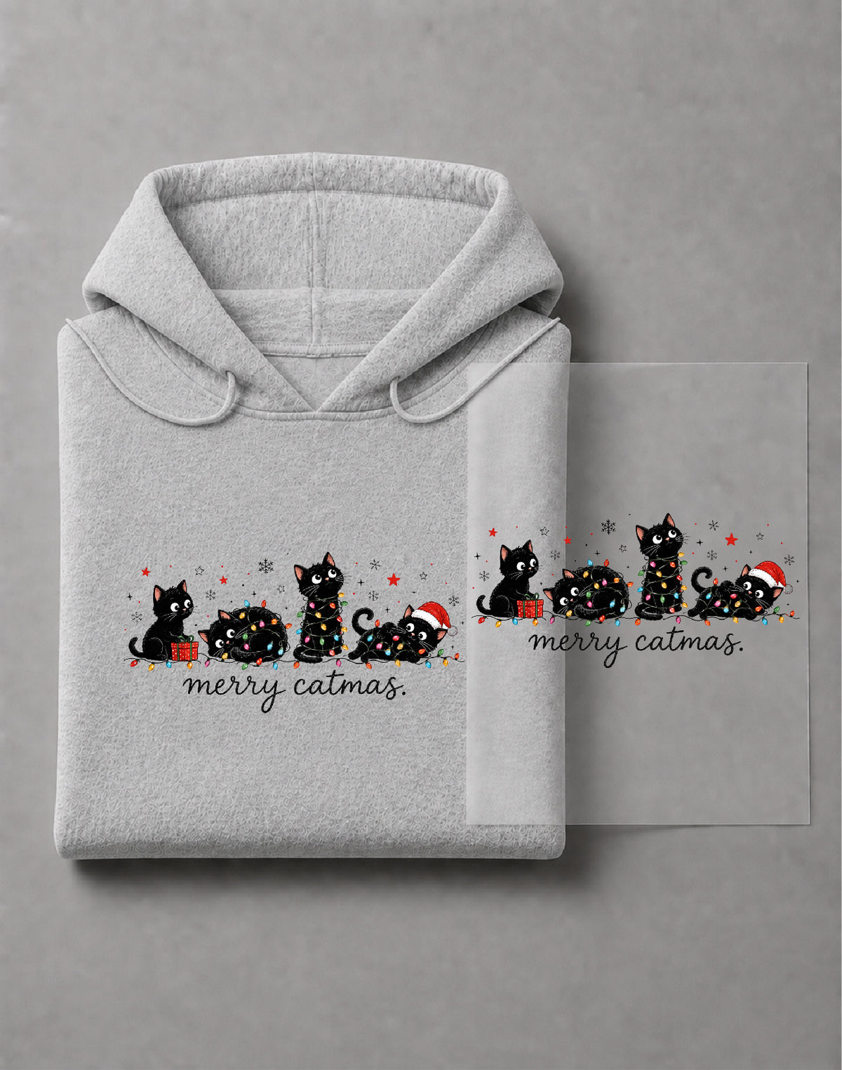 Merry Catmas Hoodie – Funny Christmas Cat Graphic, Cute Cat Holiday Apparel, Christmas Gift – DTF-42
