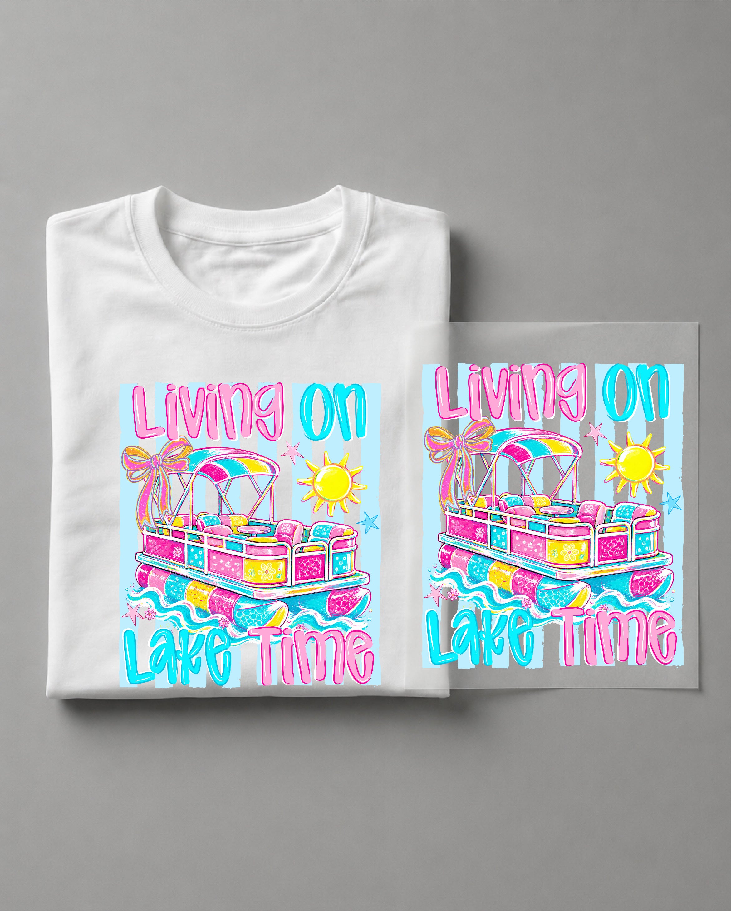 Living on Lake Time Shirt – Lake Life Graphic Tee, Summer Lake Vacation Shirt, Boating Shirt, Cabin Weekend Tee – DTF-7