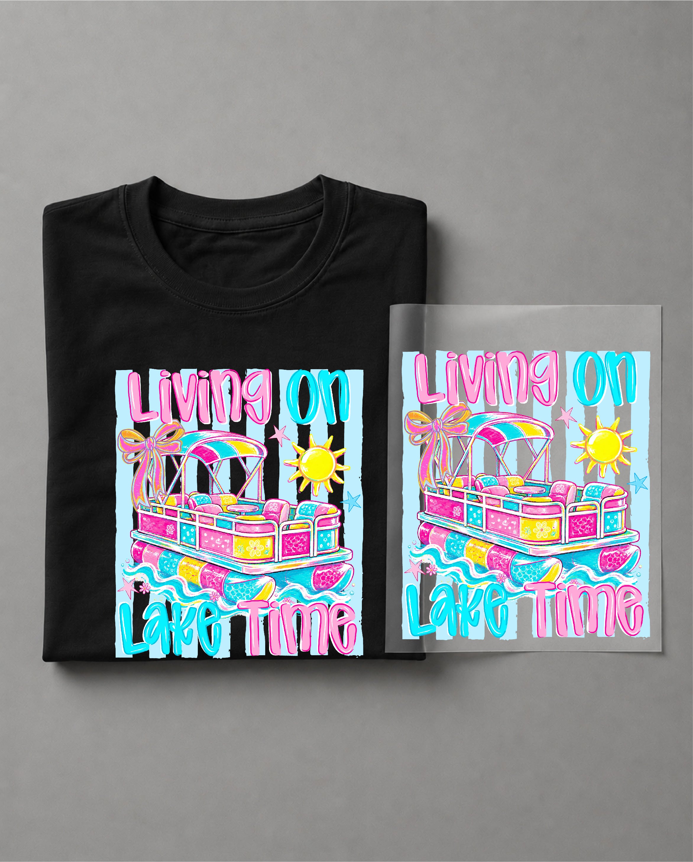 Living on Lake Time Shirt – Lake Life Graphic Tee, Summer Lake Vacation Shirt, Boating Shirt, Cabin Weekend Tee – DTF-7
