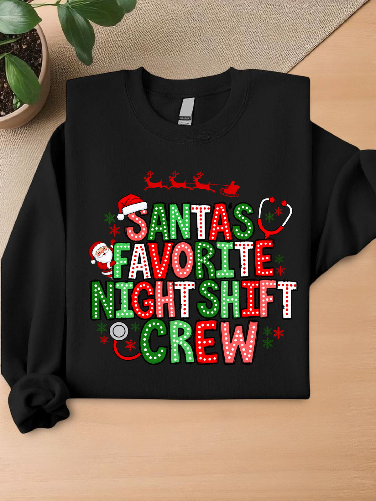 Santa's Favorite Night Shift Crew T-Shirt, Sweatshirt, Hoodie