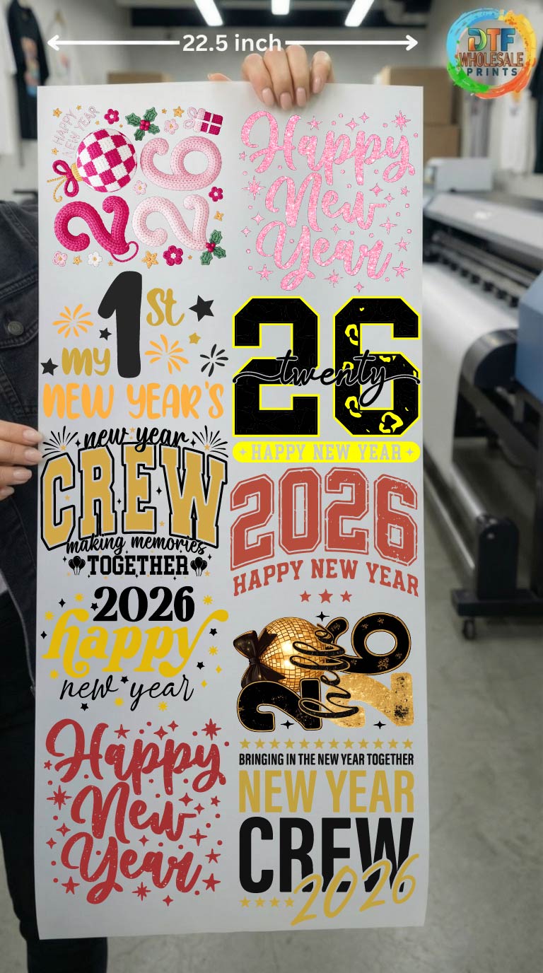 New Year 2026 Designs DTF Gang Sheet