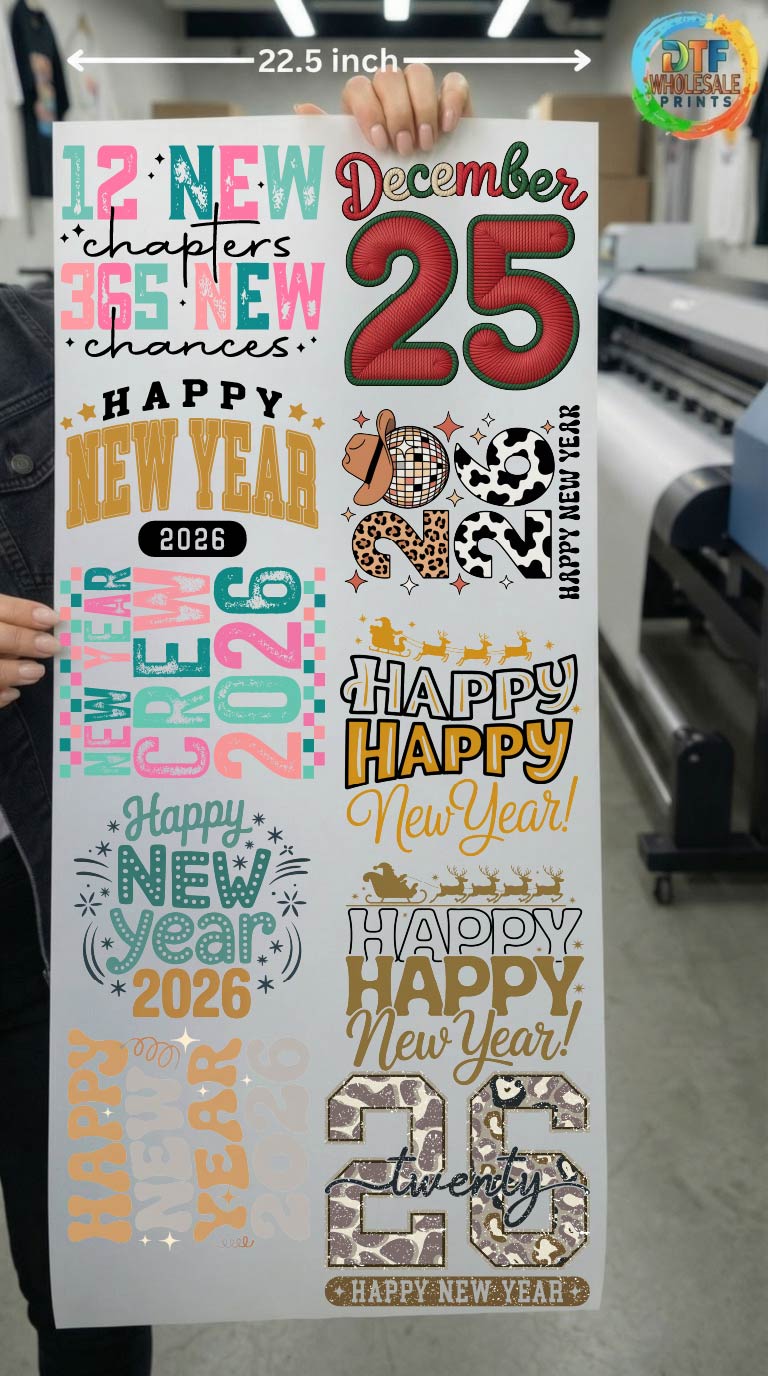 New Year 2026 Designs DTF Gang Sheet
